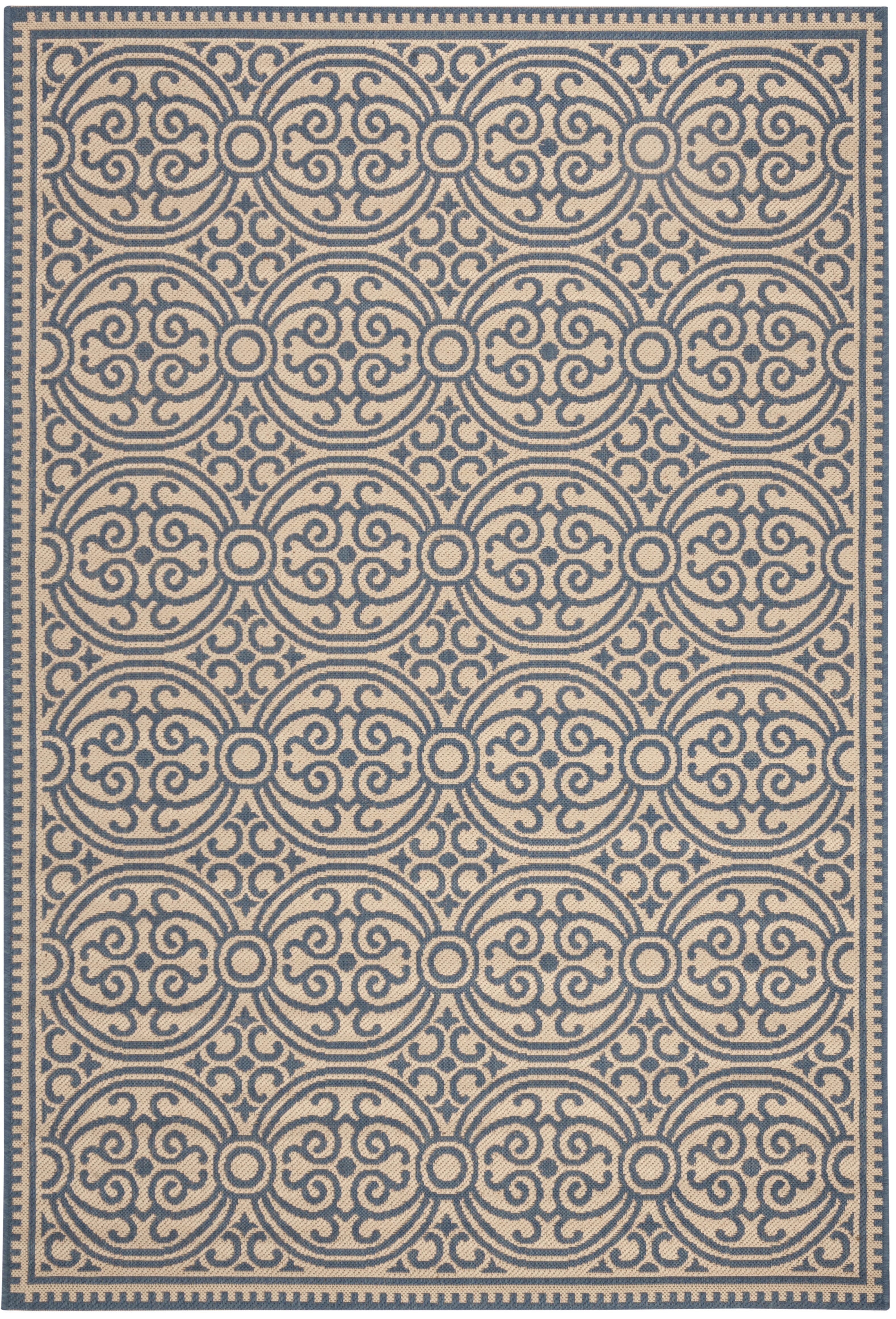 Blue and Cream Geometric Flat Woven 9' x 12' Area Rug