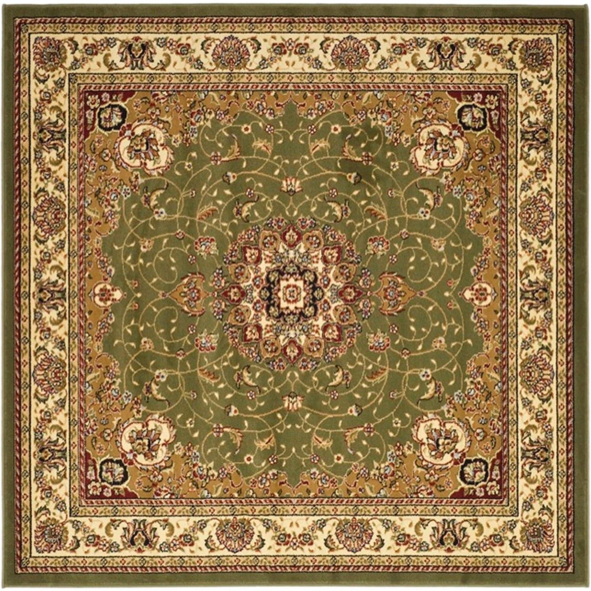 Sage and Ivory Traditional Square Area Rug, 10' x 10'