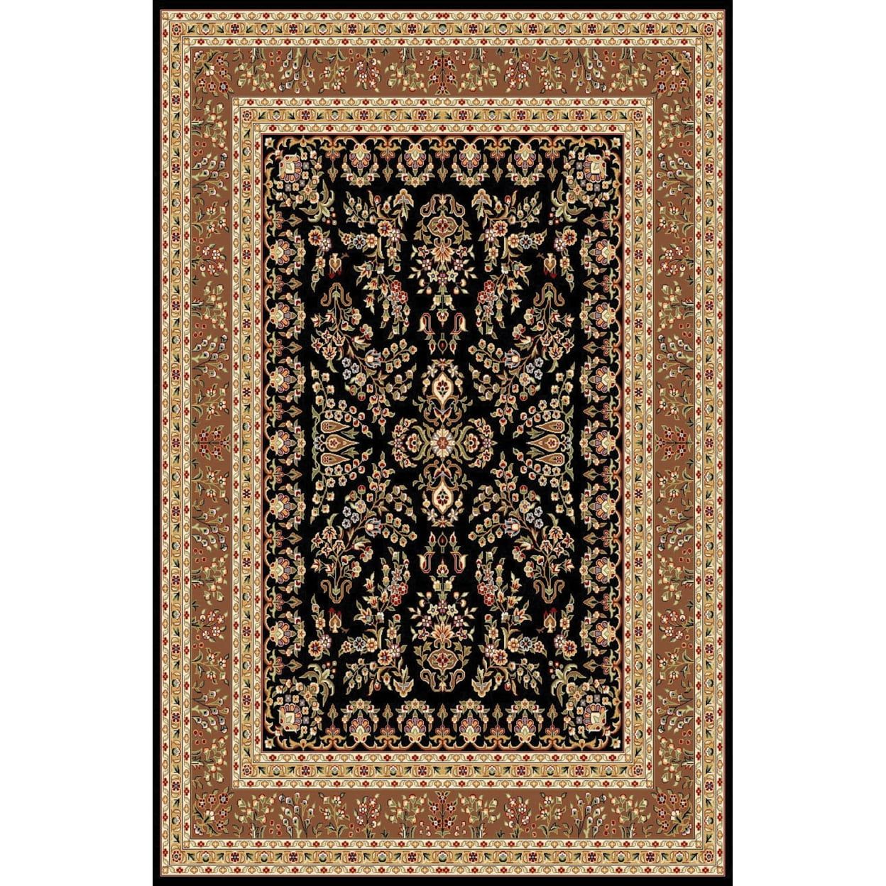 Black and Tan Floral Synthetic 9' x 12' Area Rug