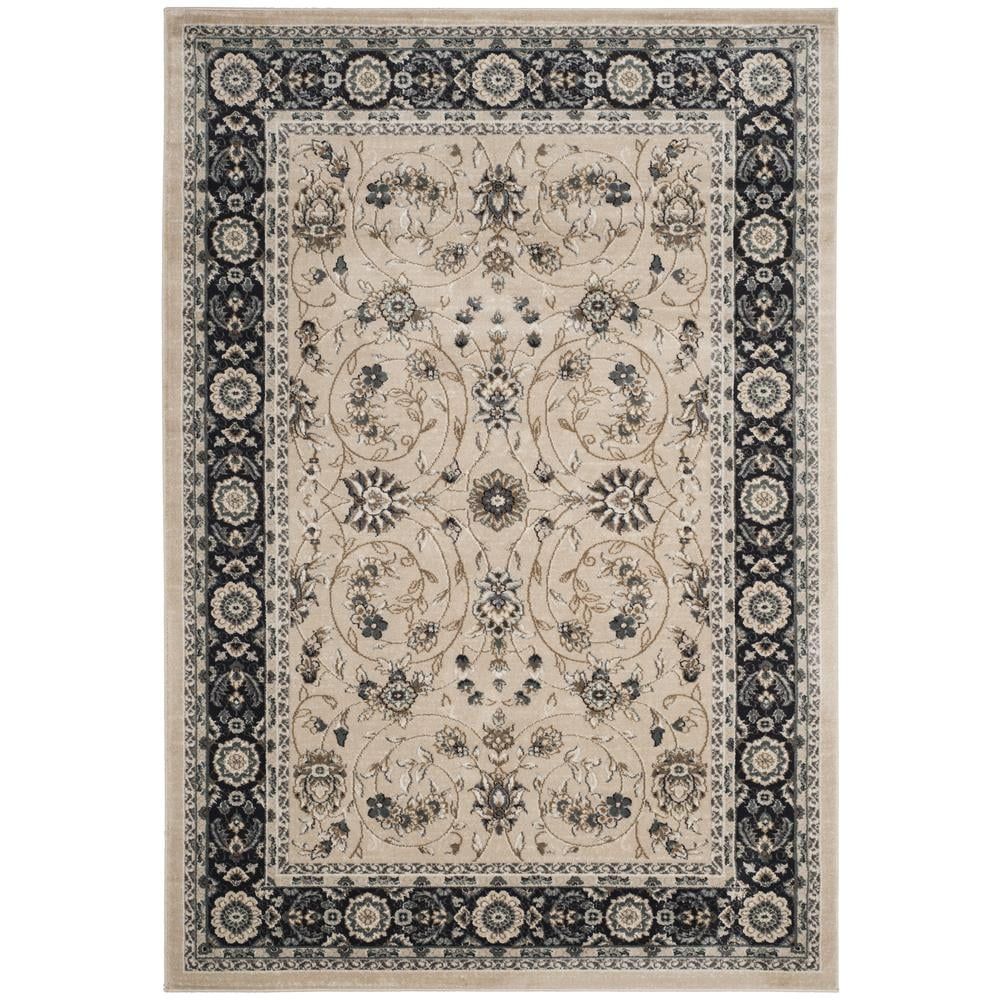 Light Beige and Anthracite Tufted Synthetic Area Rug