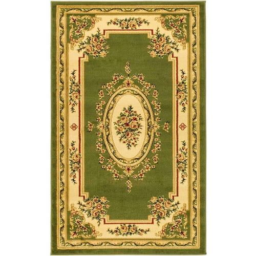 Sage and Ivory Floral Rectangular Area Rug, 8' x 11'