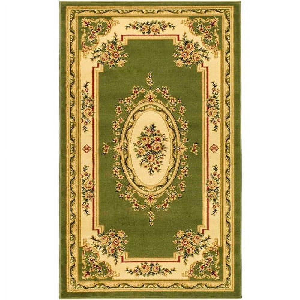 Sage and Ivory Floral Rectangular Area Rug, 8' x 11'