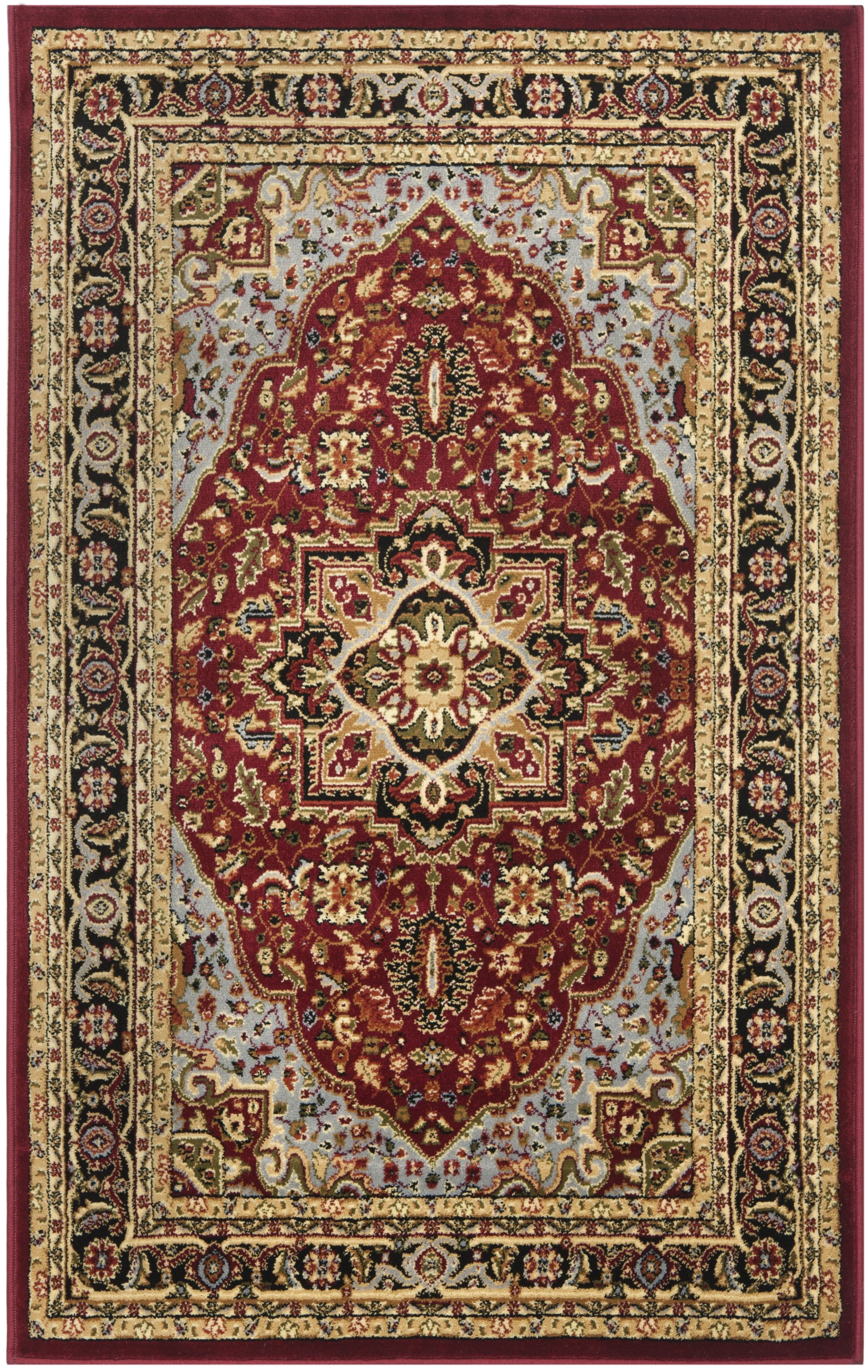 Handmade Tufted Red and Black Synthetic Area Rug 48" x 27"