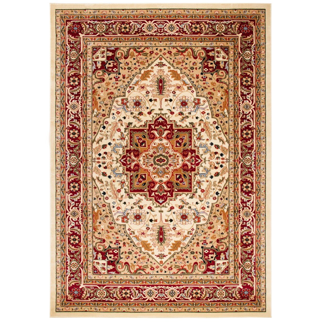 Ivory and Red Persian Style 10' x 14' Area Rug