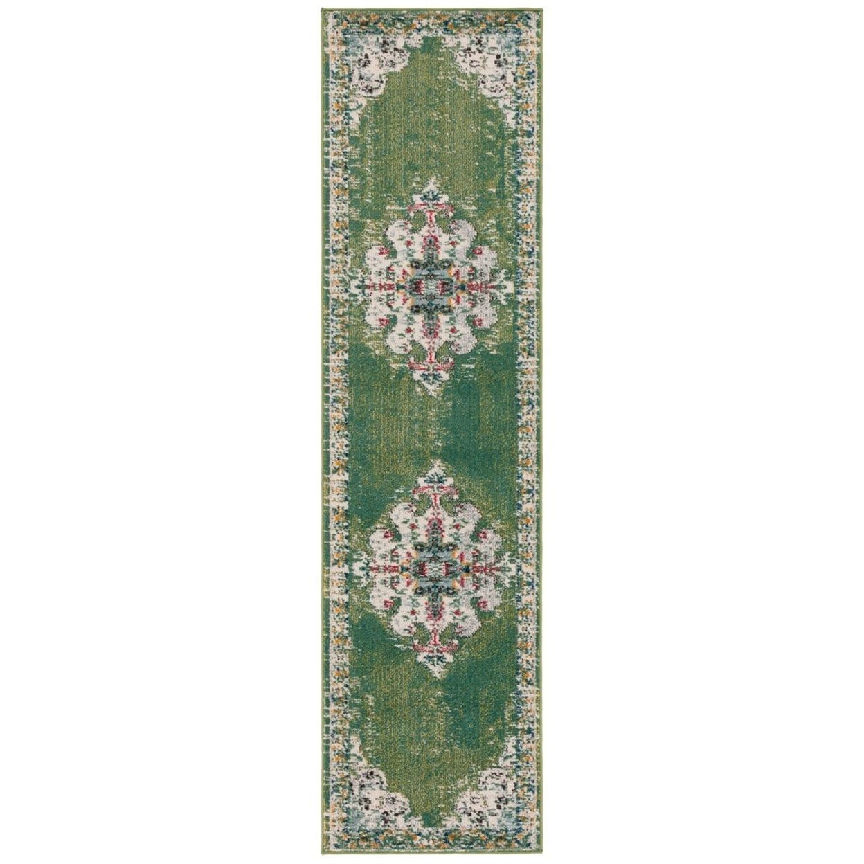 Madison Green and Aqua Oriental Runner Rug