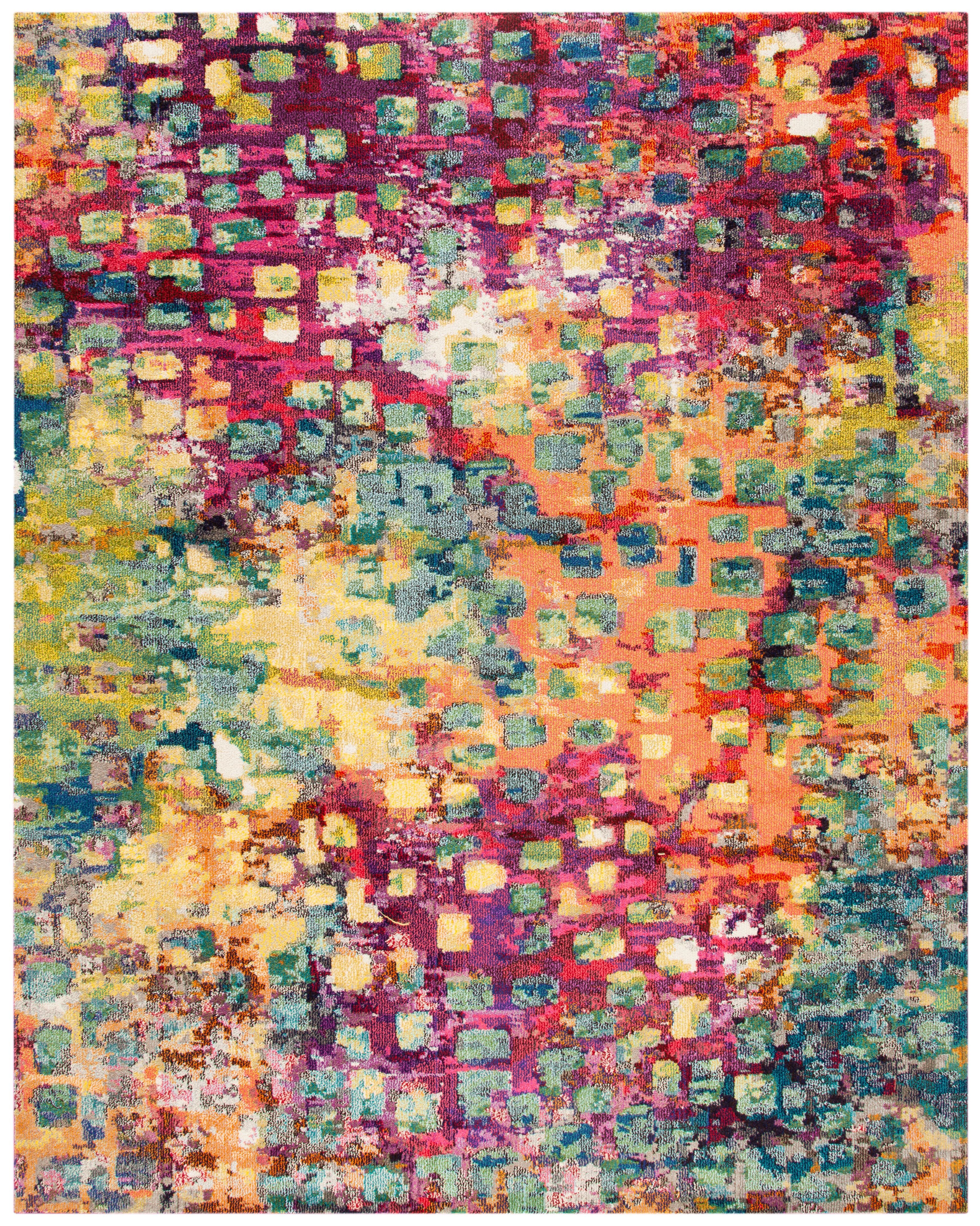 Fuchsia and Gold Abstract Non-slip Synthetic Area Rug