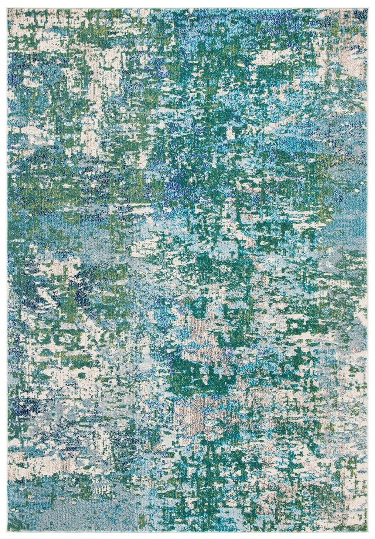 Green and Turquoise 9' x 12' Synthetic Flat Woven Area Rug