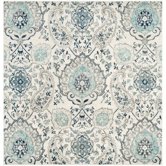 Madison Collection 10' Square Reversible Area Rug in Cream & Light Grey
