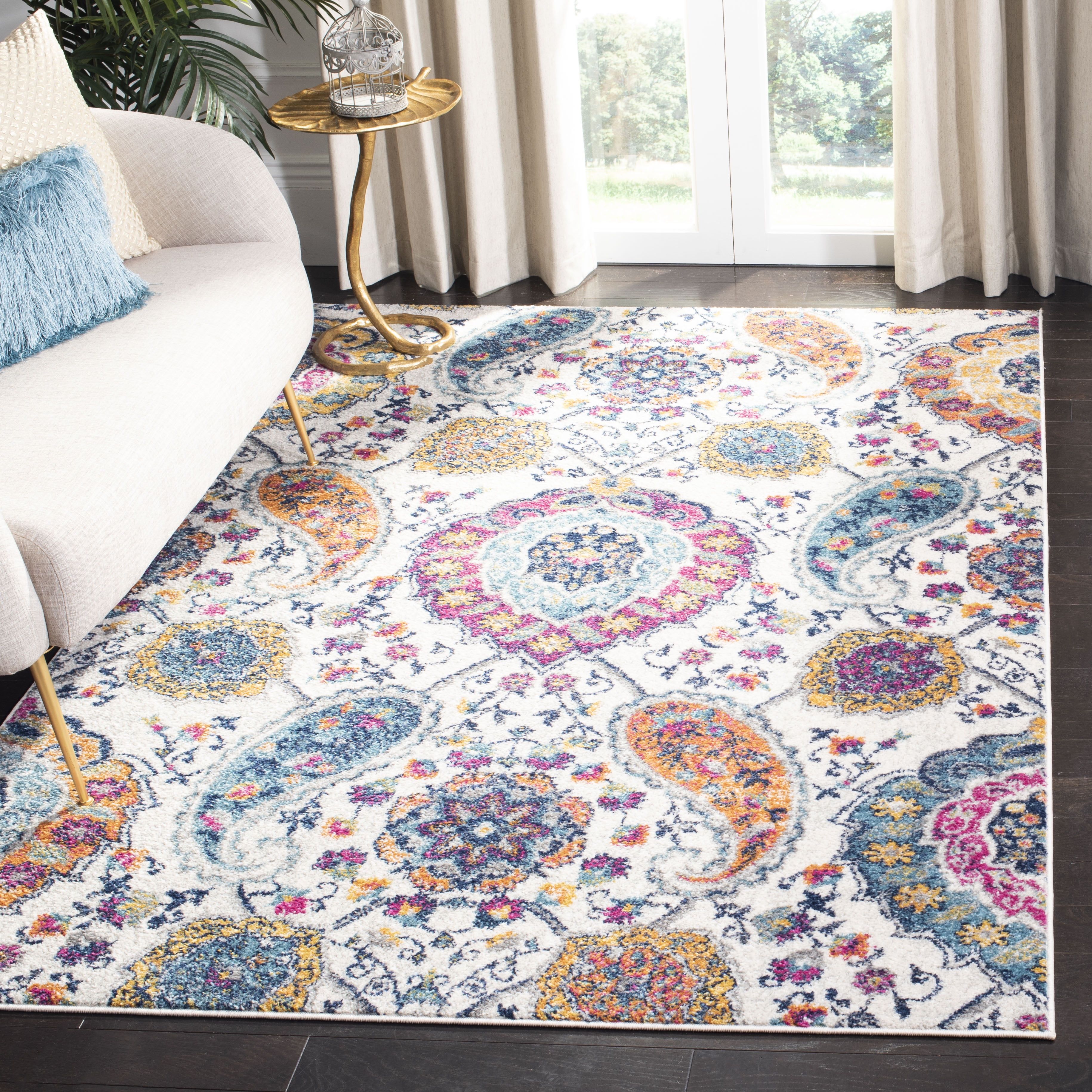 9' x 12' Blue Multicolor Synthetic Reversible Area Rug