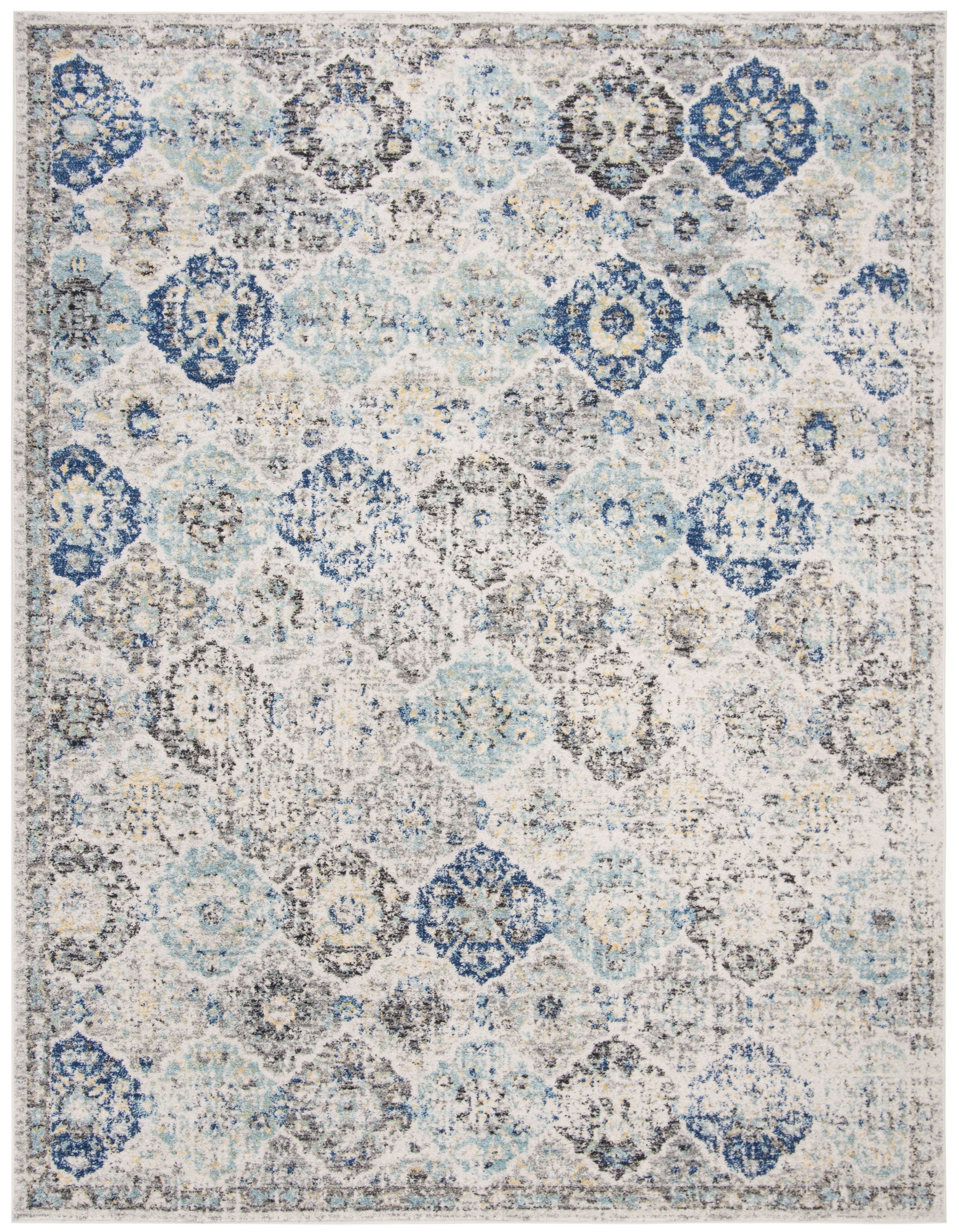 Ivory and Aqua 10' x 14' Reversible Cotton Synthetic Rug