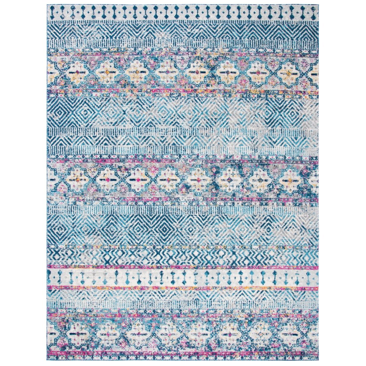 Madison Denim Blue & Purple 8' x 10' Boho Chic Synthetic Area Rug