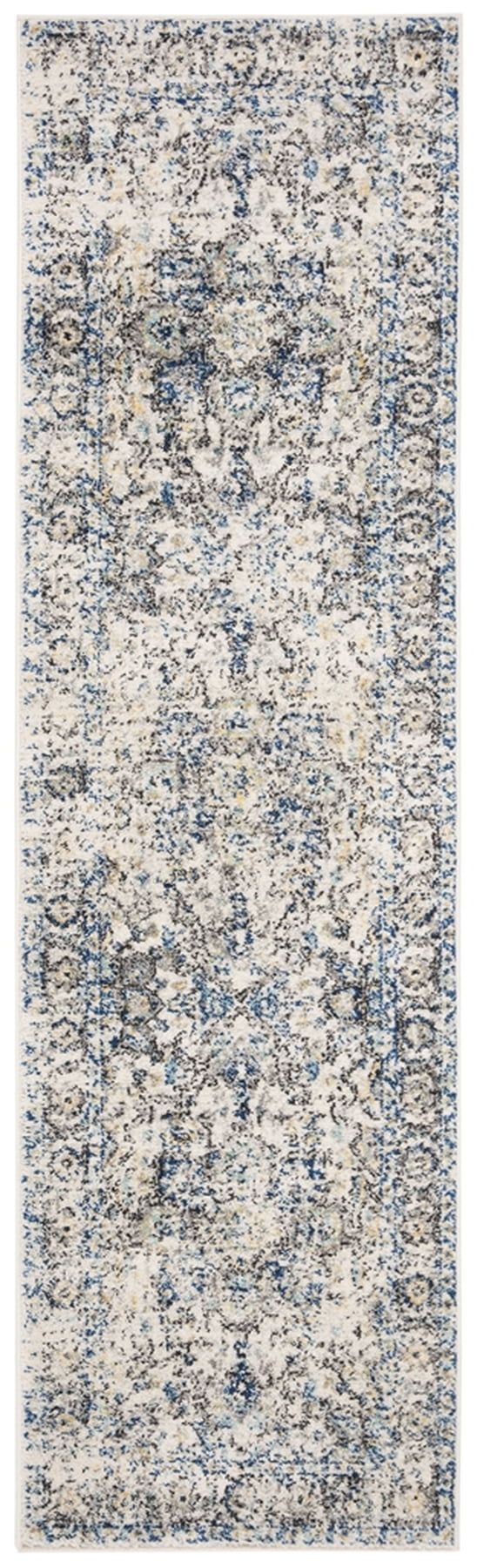 Grey and Ivory Cotton Synthetic Reversible Runner Rug