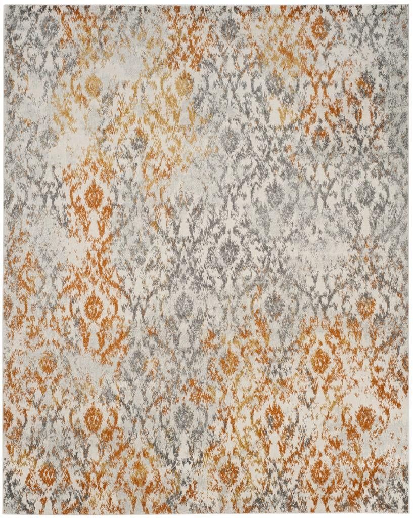 Handcrafted Rectangular Easy-Care Cotton-Blend Area Rug, Cream/Orange, 6' x 1'2"