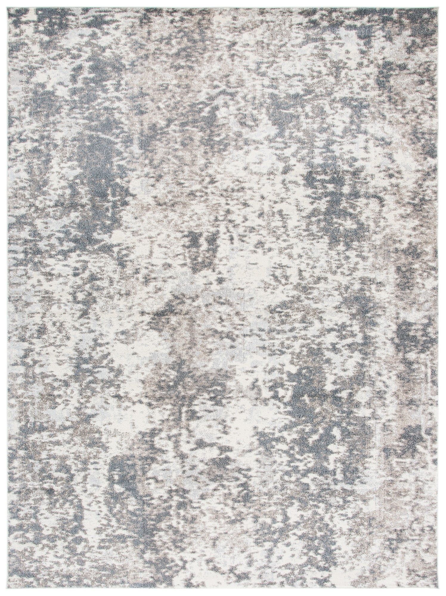 Elegant Grey/Ivory Synthetic 10' x 14' Easy-Care Area Rug
