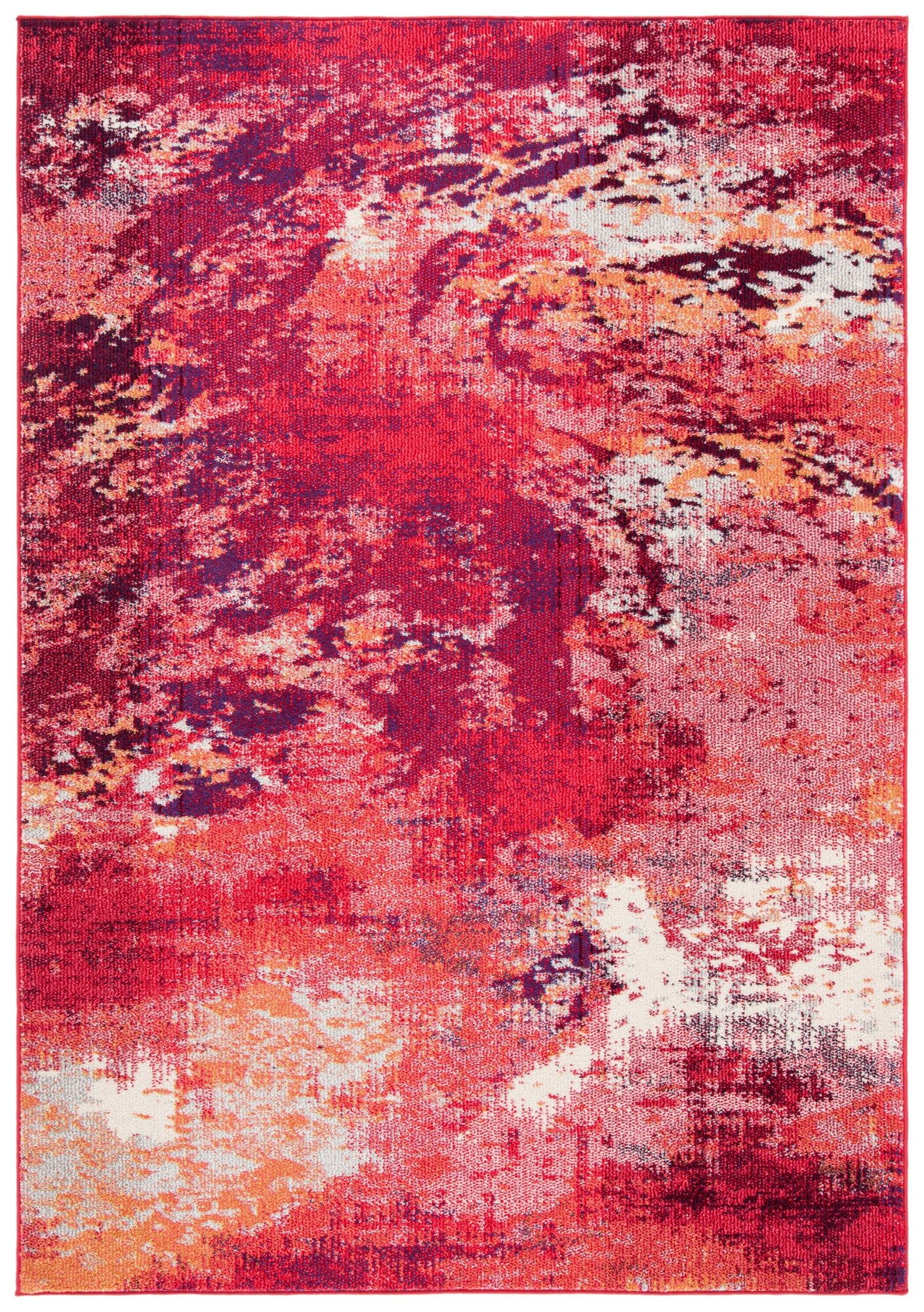 Red and Ivory Flat Woven Stain-Resistant Area Rug, 9' x 12'