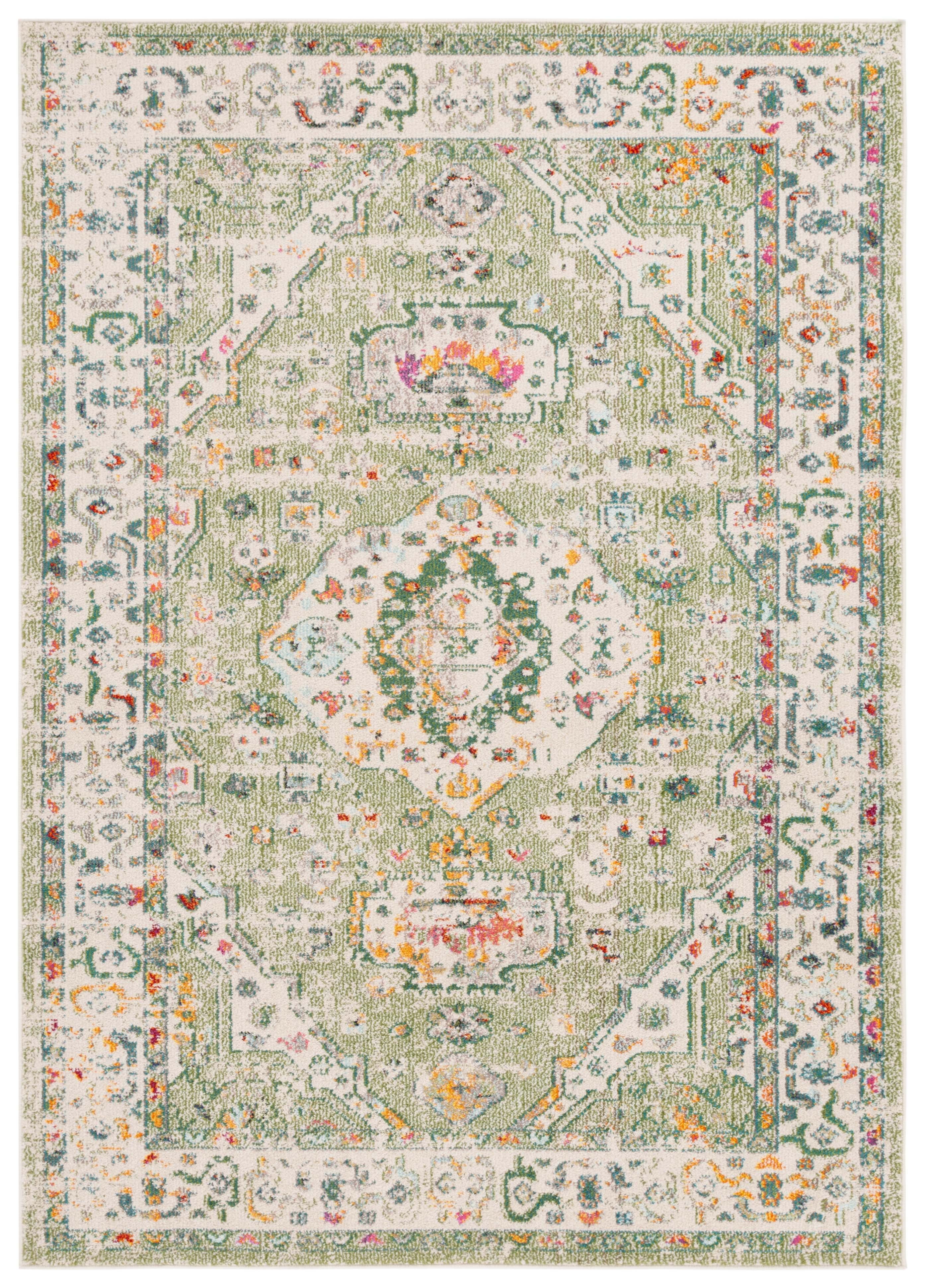 Sage and Ivory 8' x 10' Oriental Synthetic Area Rug