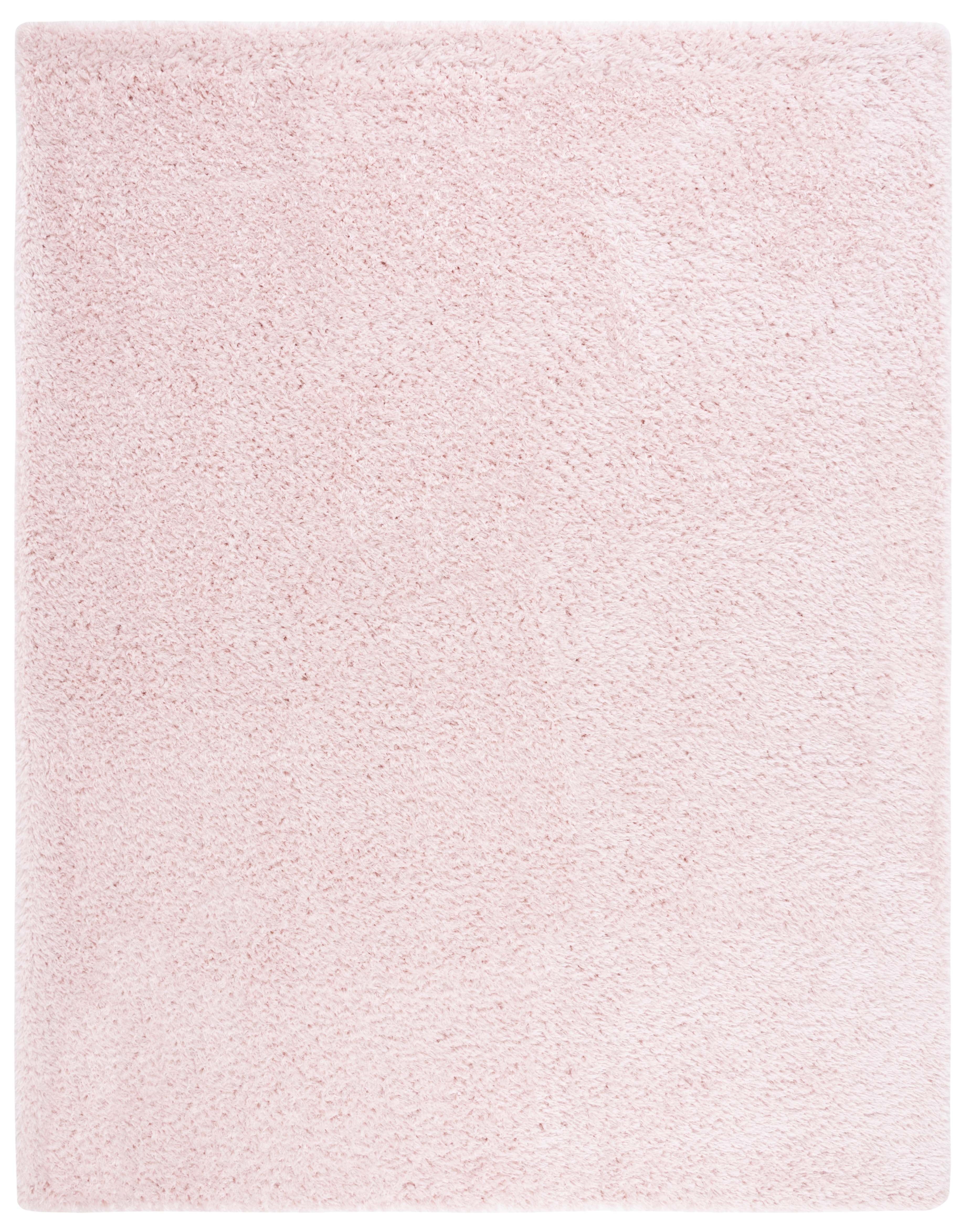 Blush 9' x 12' Solid Shag Wool and Synthetic Rug