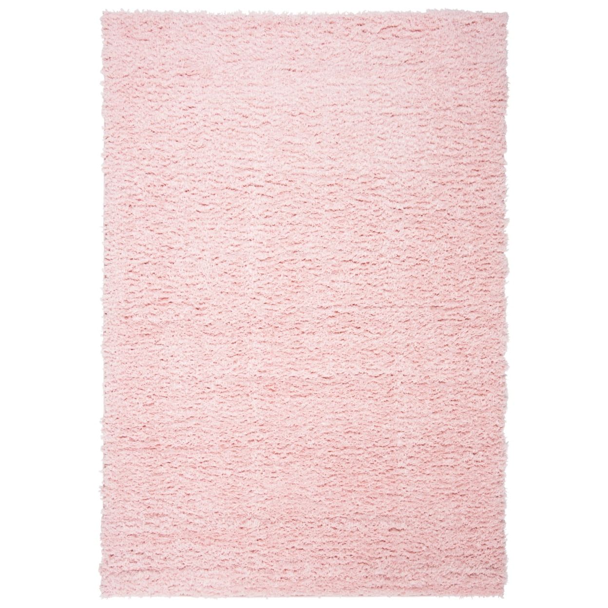 Blush 9' x 12' Solid Shag Wool and Synthetic Rug