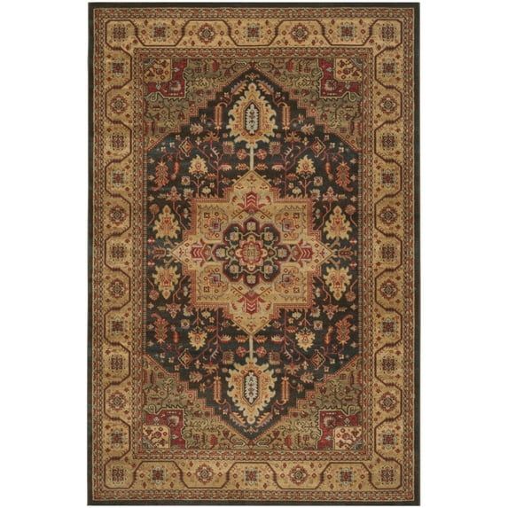 Elegant Navy Square Synthetic Rug with Traditional Persian Motifs