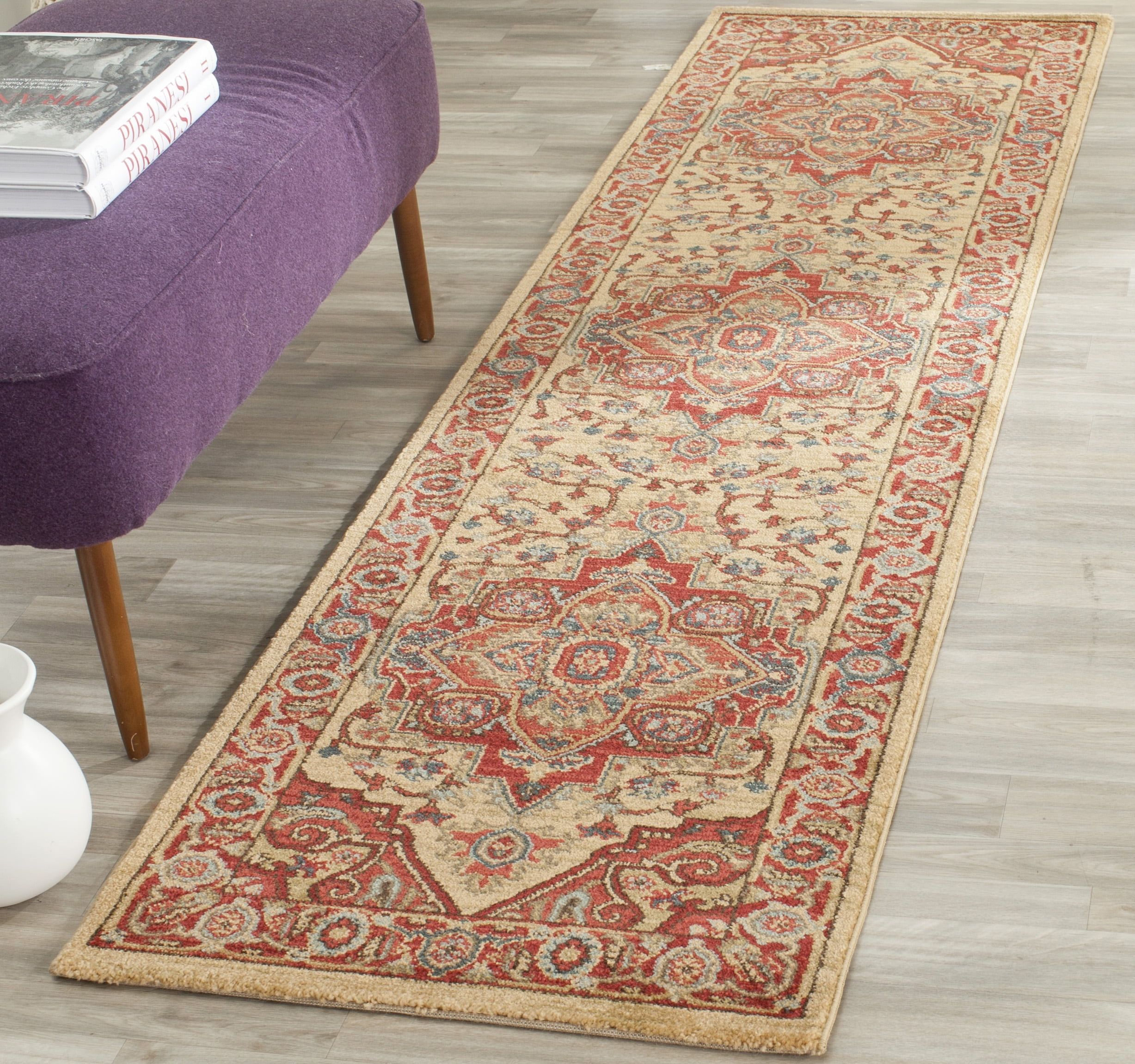 Red and Natural Synthetic Reversible 10' x 14' Oriental Rug