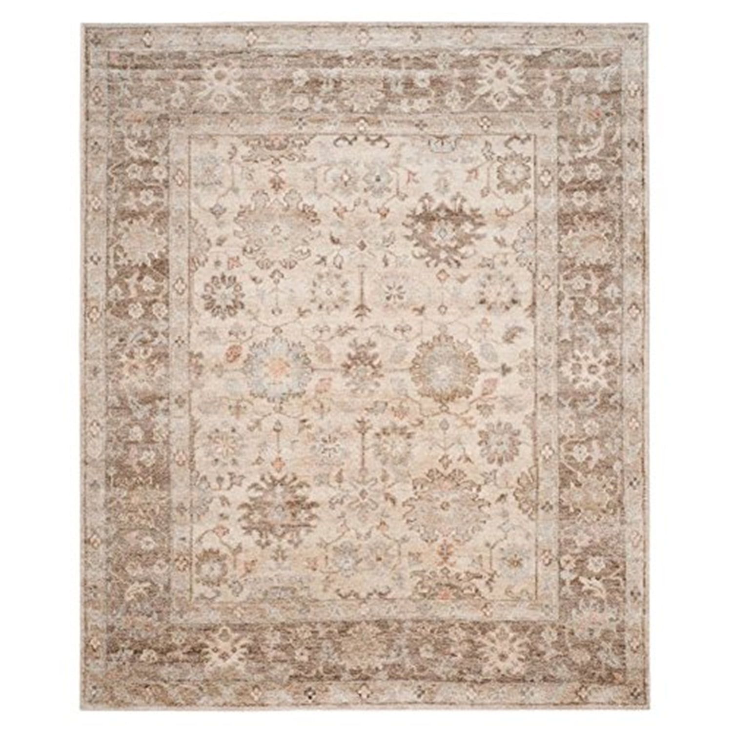 Elegant Ivory Wool and Viscose 8' x 10' Hand-Knotted Area Rug