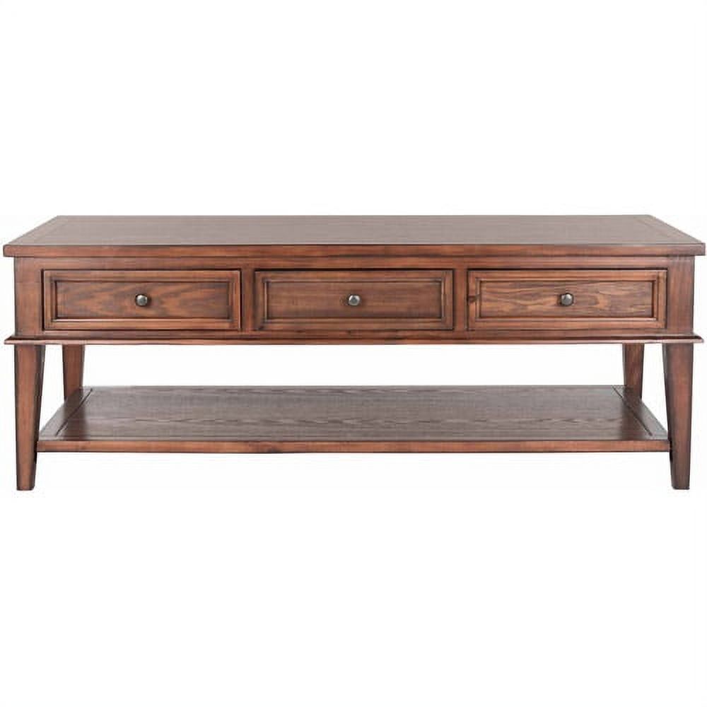 Transitional Sepia Brown Wood Coffee Table with 3 Drawers