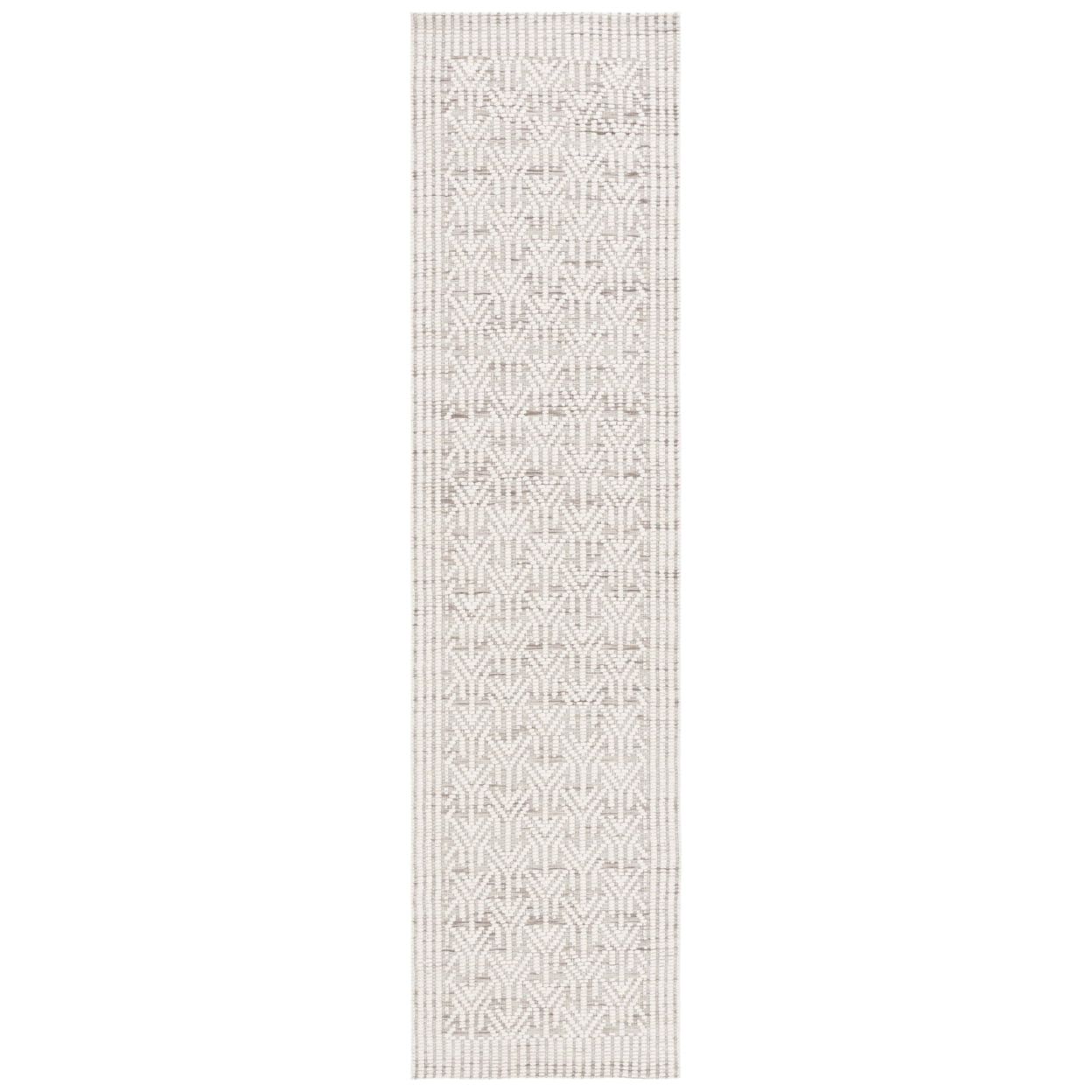 Handmade Ivory and Beige Wool Blend Runner Rug, 2'3" x 9'