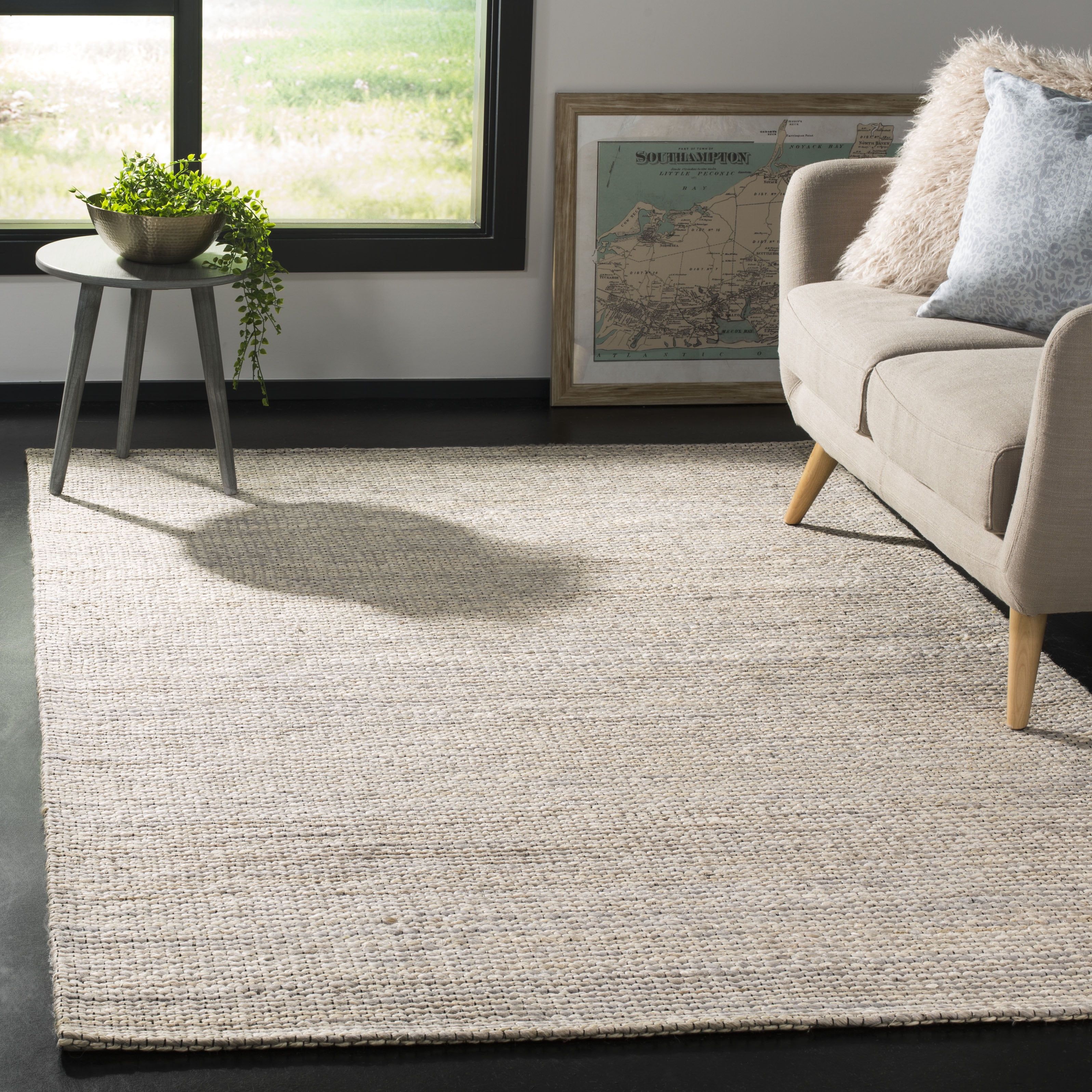 Gray 9' x 12' Handmade Wool and Viscose Area Rug