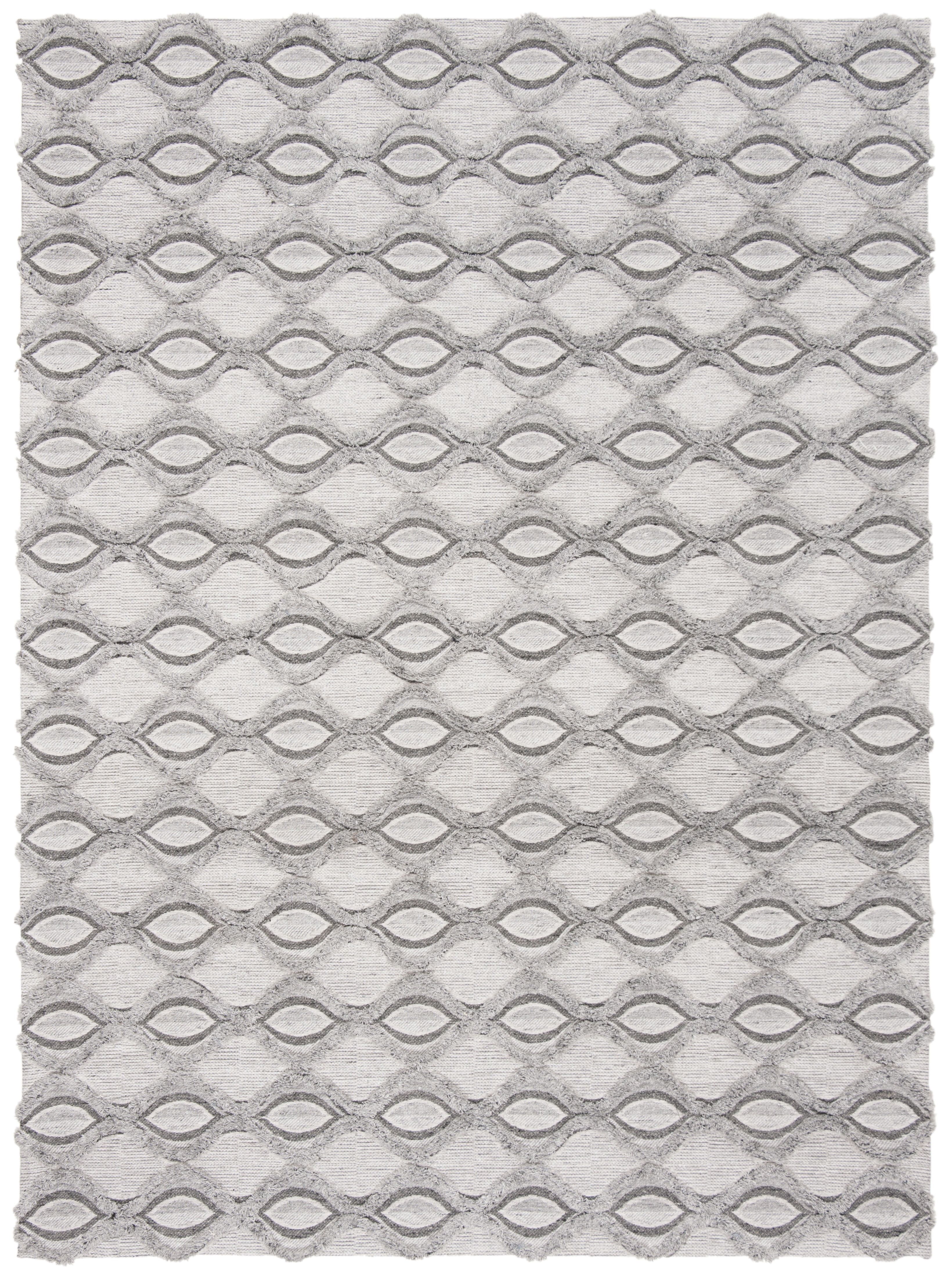 Gray Geometric Trellis Handwoven Wool Area Rug, 3' x 5'