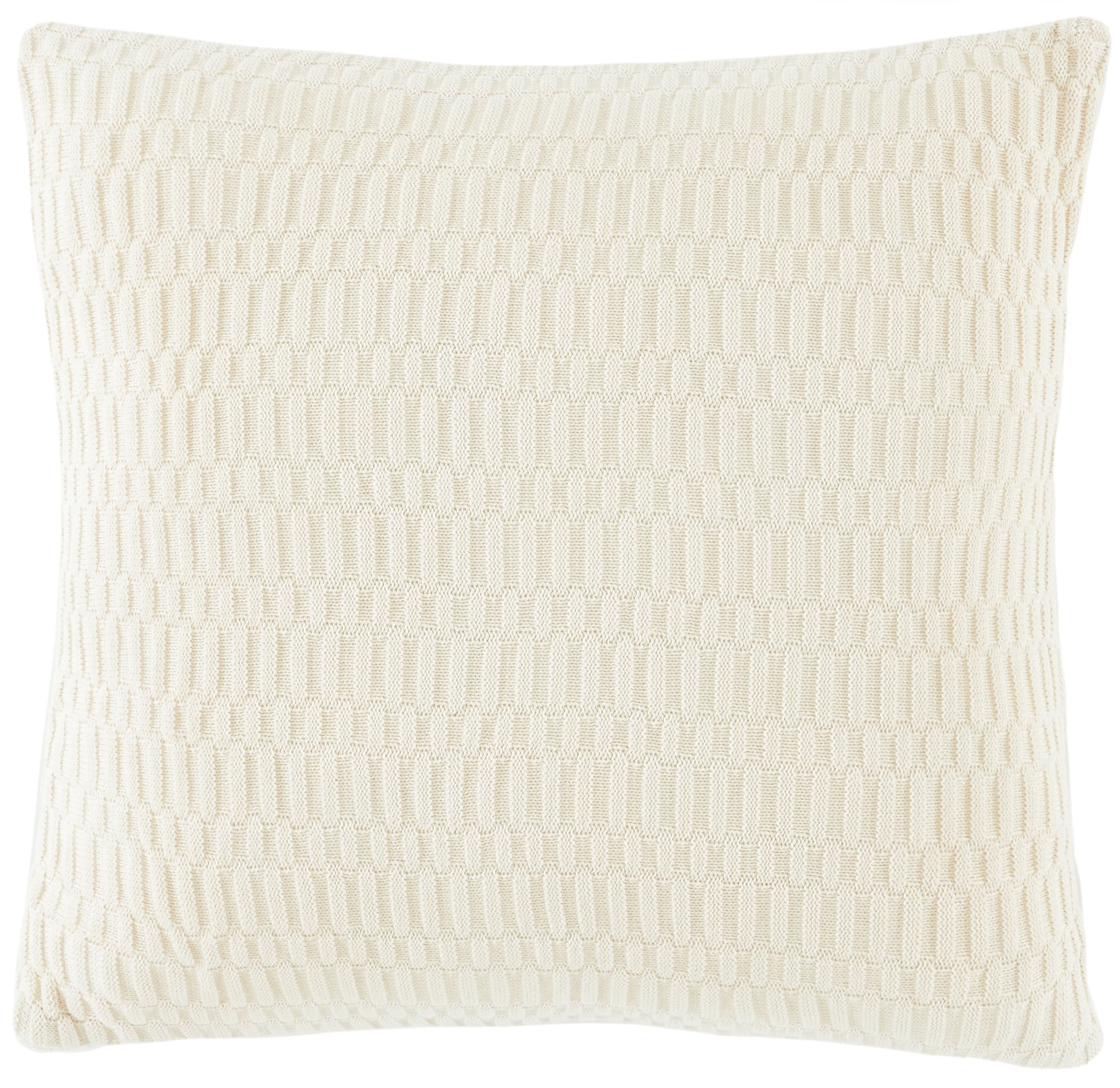 Ivory Textured Cotton 18" Square Decorative Pillow