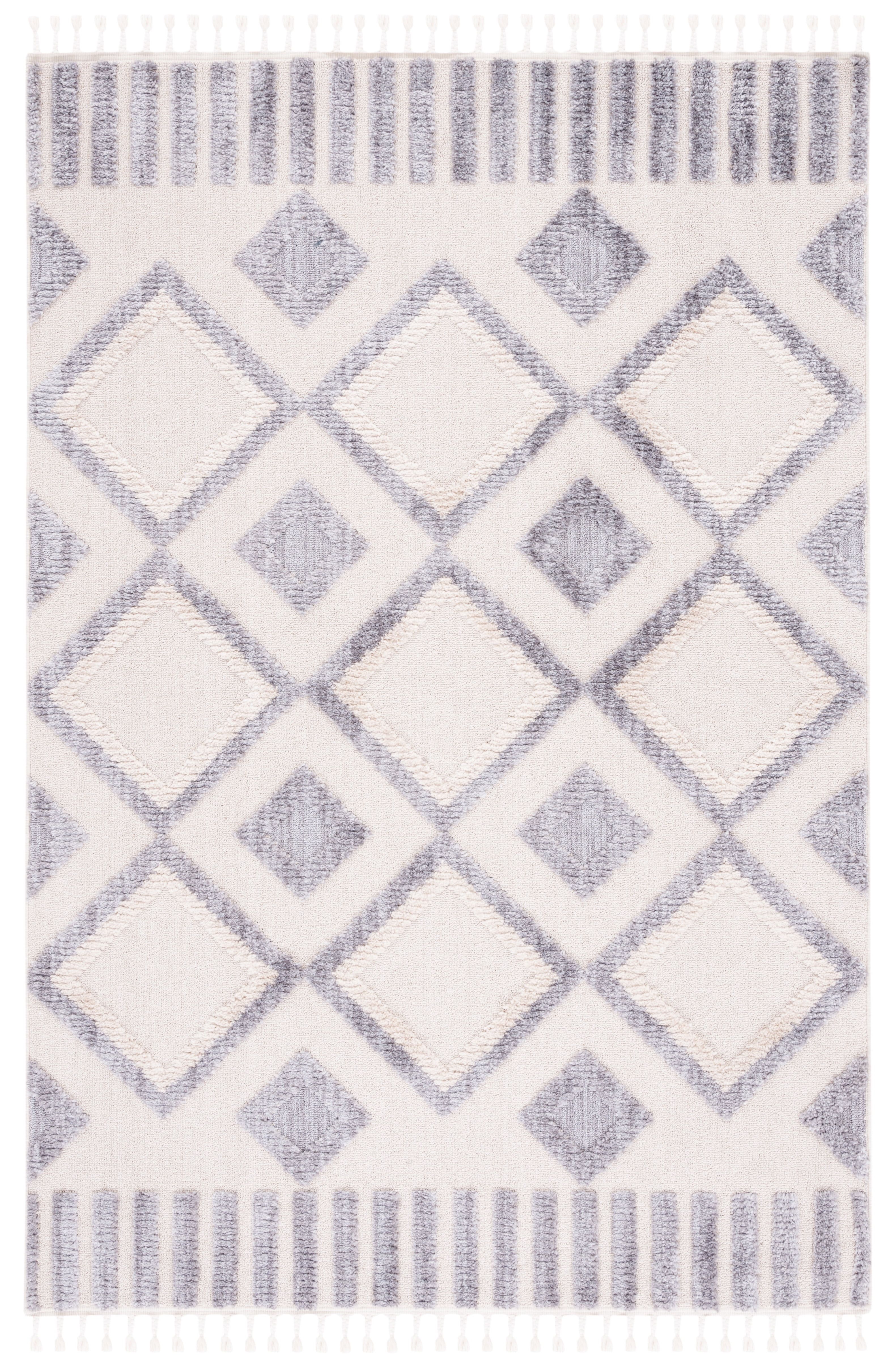 Ivory and Grey Hand-knotted Wool Area Rug, 9' x 12'