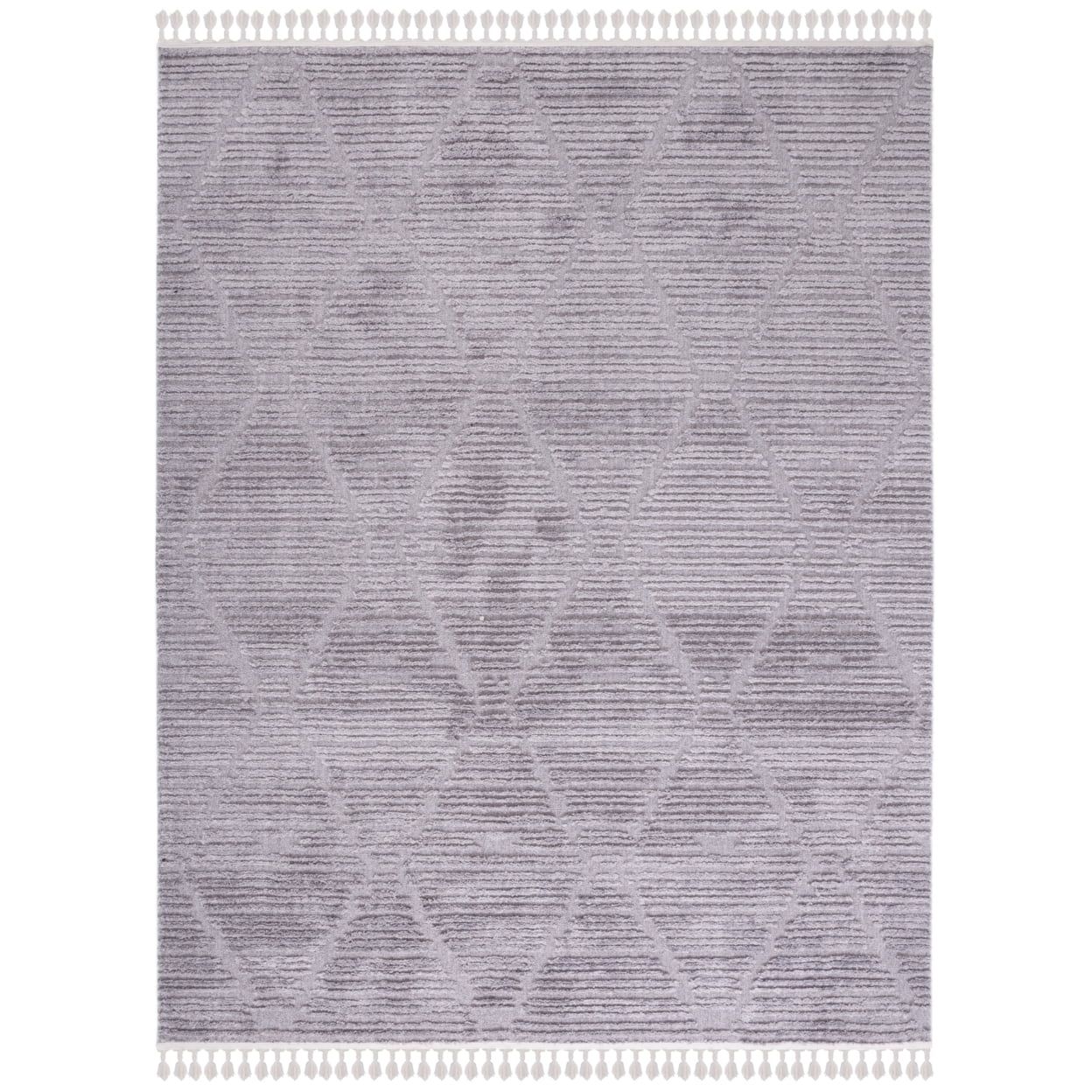 Gray Diamond Hand-Knotted Wool and Viscose 8' x 10' Rug