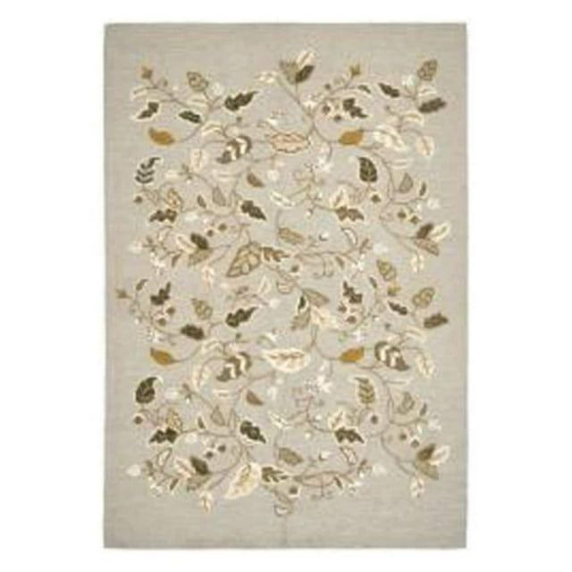 Hand-Tufted Green Floral Wool and Viscose Area Rug, 5' x 8'