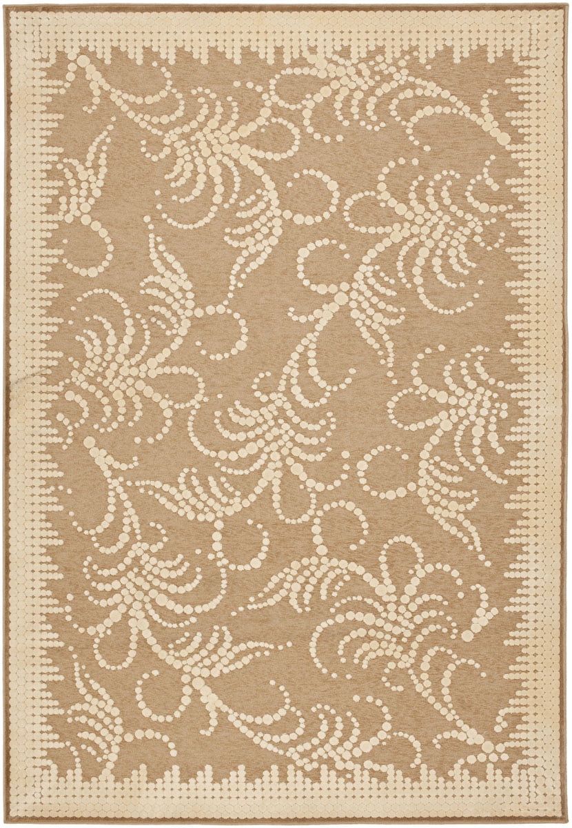 Ivory and Taupe Flat Woven Wool and Viscose Area Rug