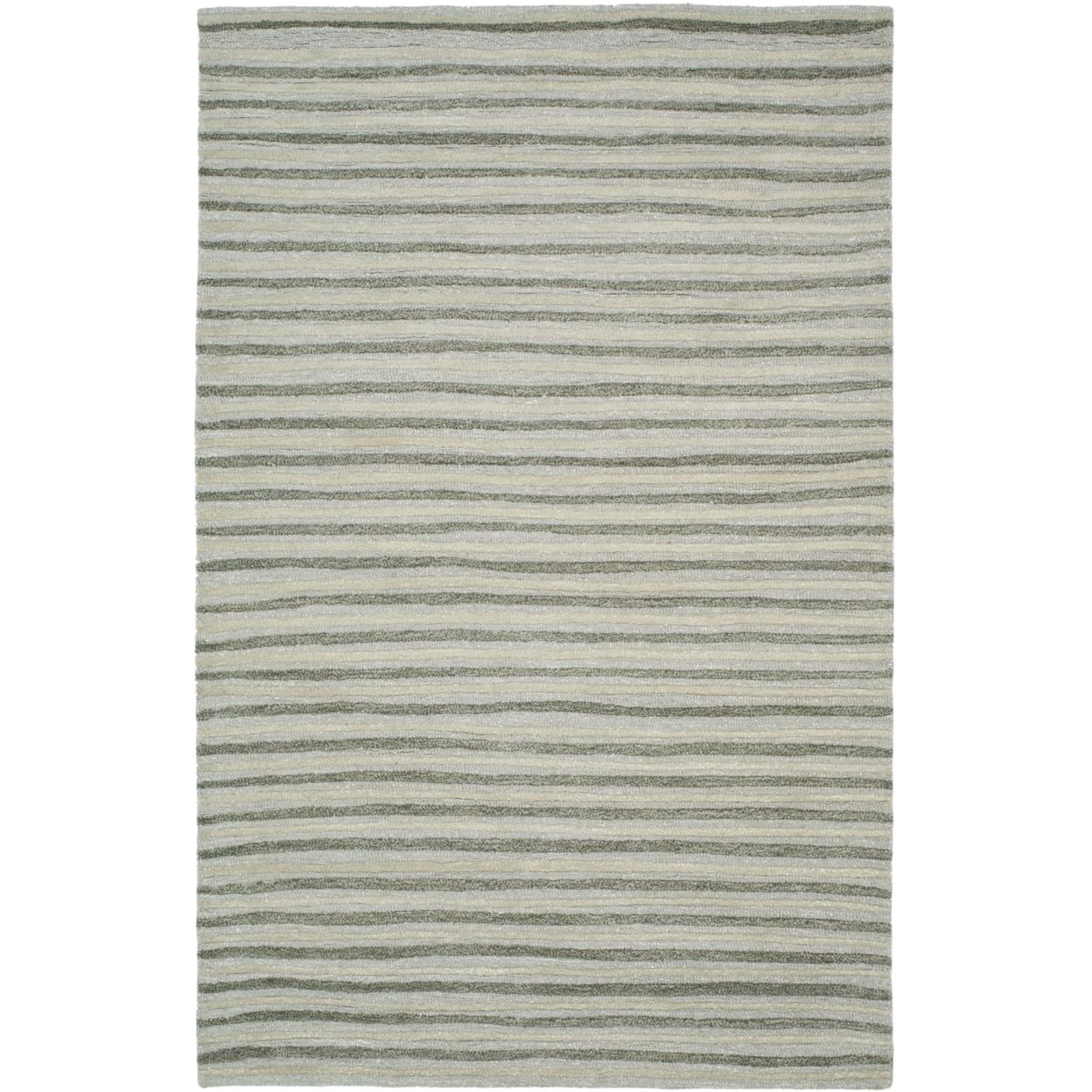 Hand-Tufted Nimbus Cloud Grey Stripe Round Rug 5' x 8'