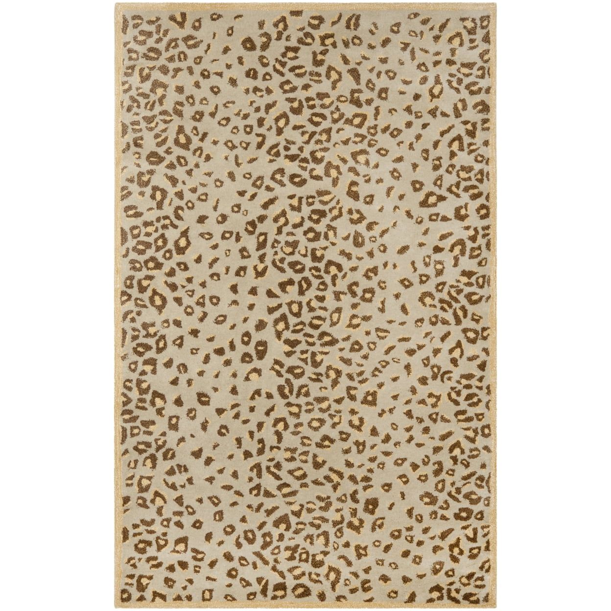 Gray and Beige Hand-Tufted Wool and Viscose Rug, 5' x 8'