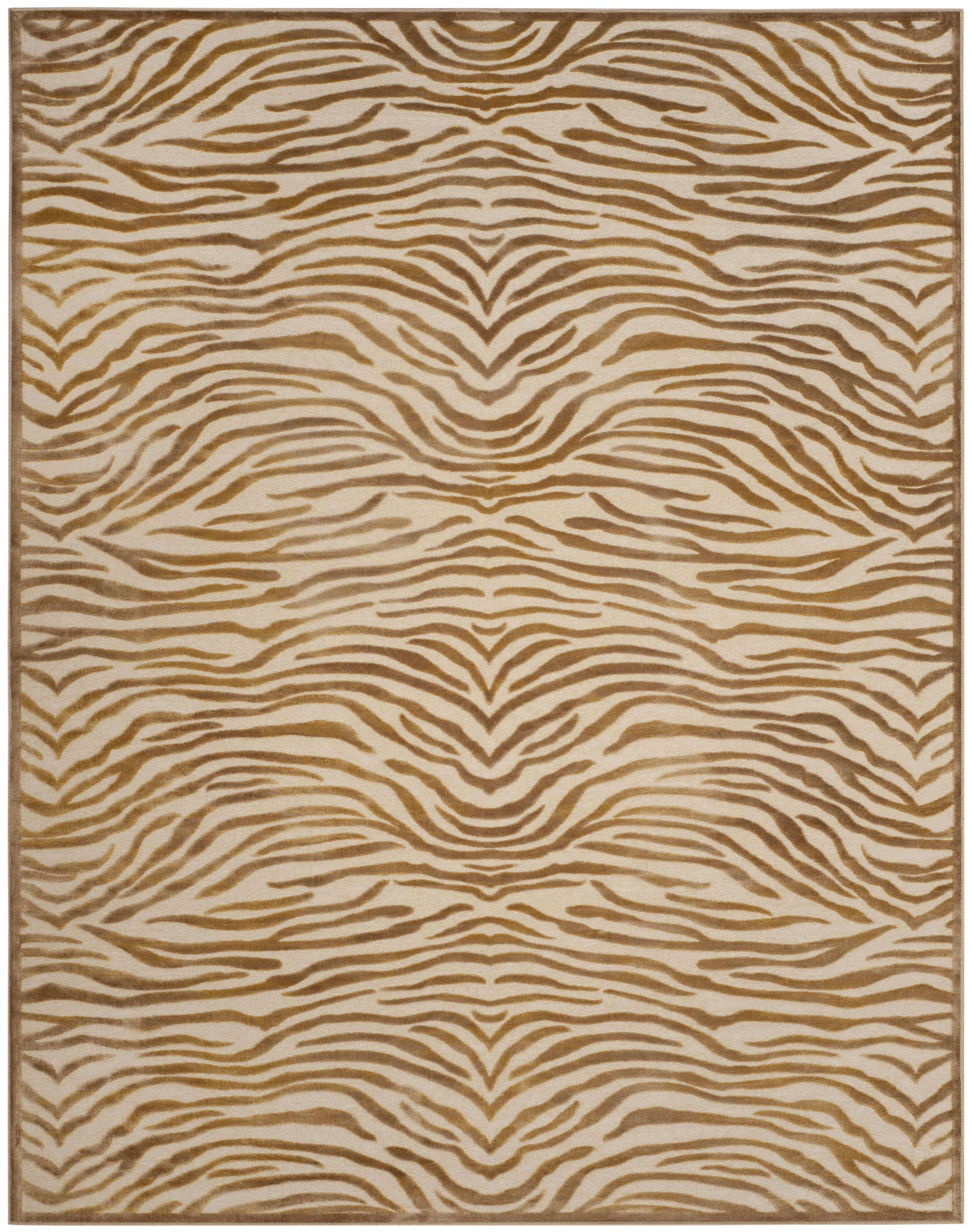 Taupe and Cream 8' x 10' Handmade Wool and Viscose Area Rug