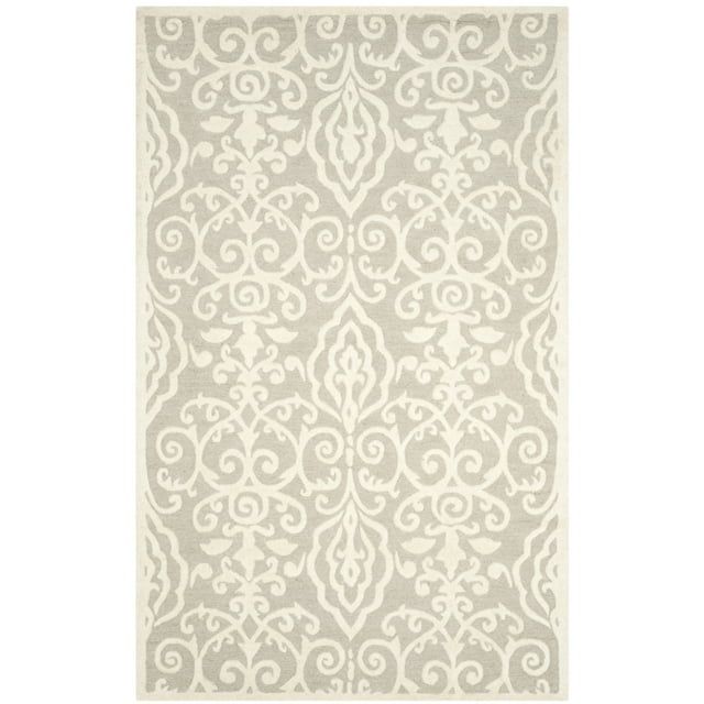 Gray Handmade Tufted Wool Square Area Rug 7' x 7'