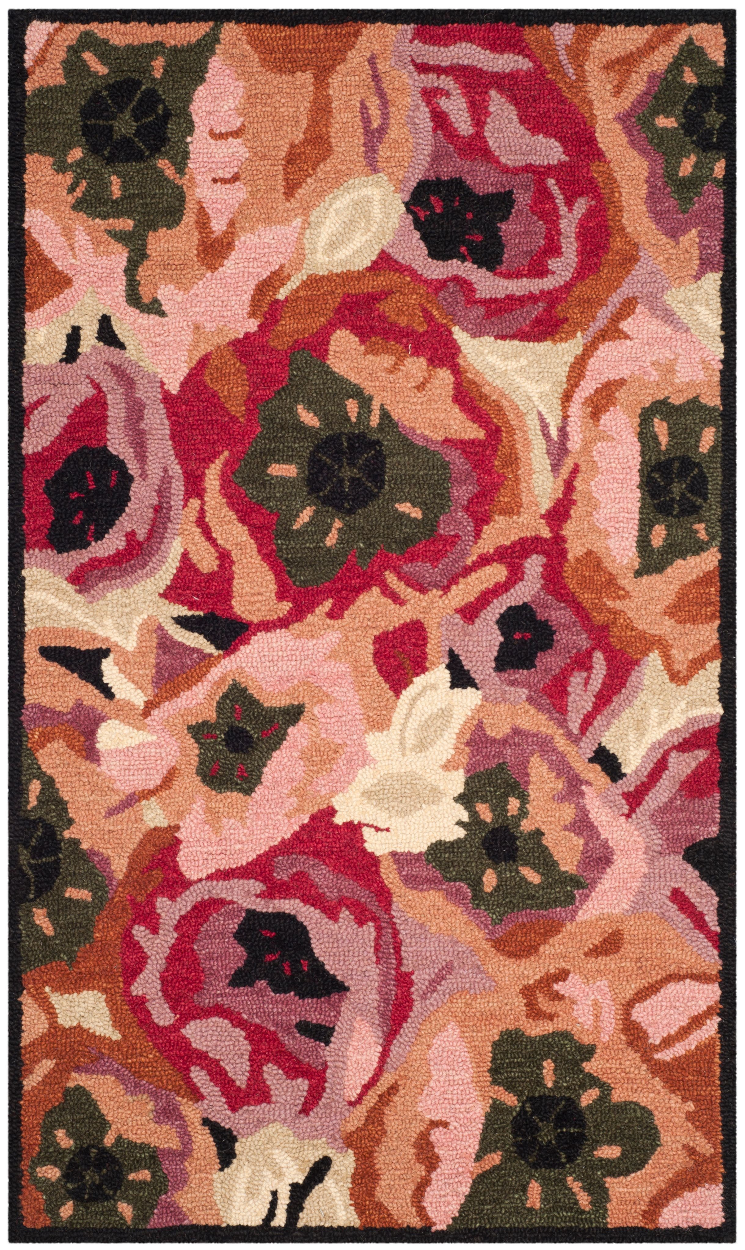 Handmade Red Floral Wool 3' x 5' Area Rug