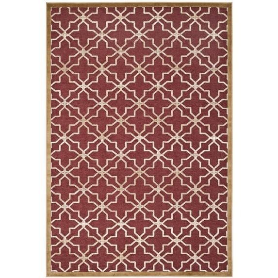 Handcrafted Tufted Rectangular Red & Ivory Wool-Viscose Blend Rug 9' x 12'