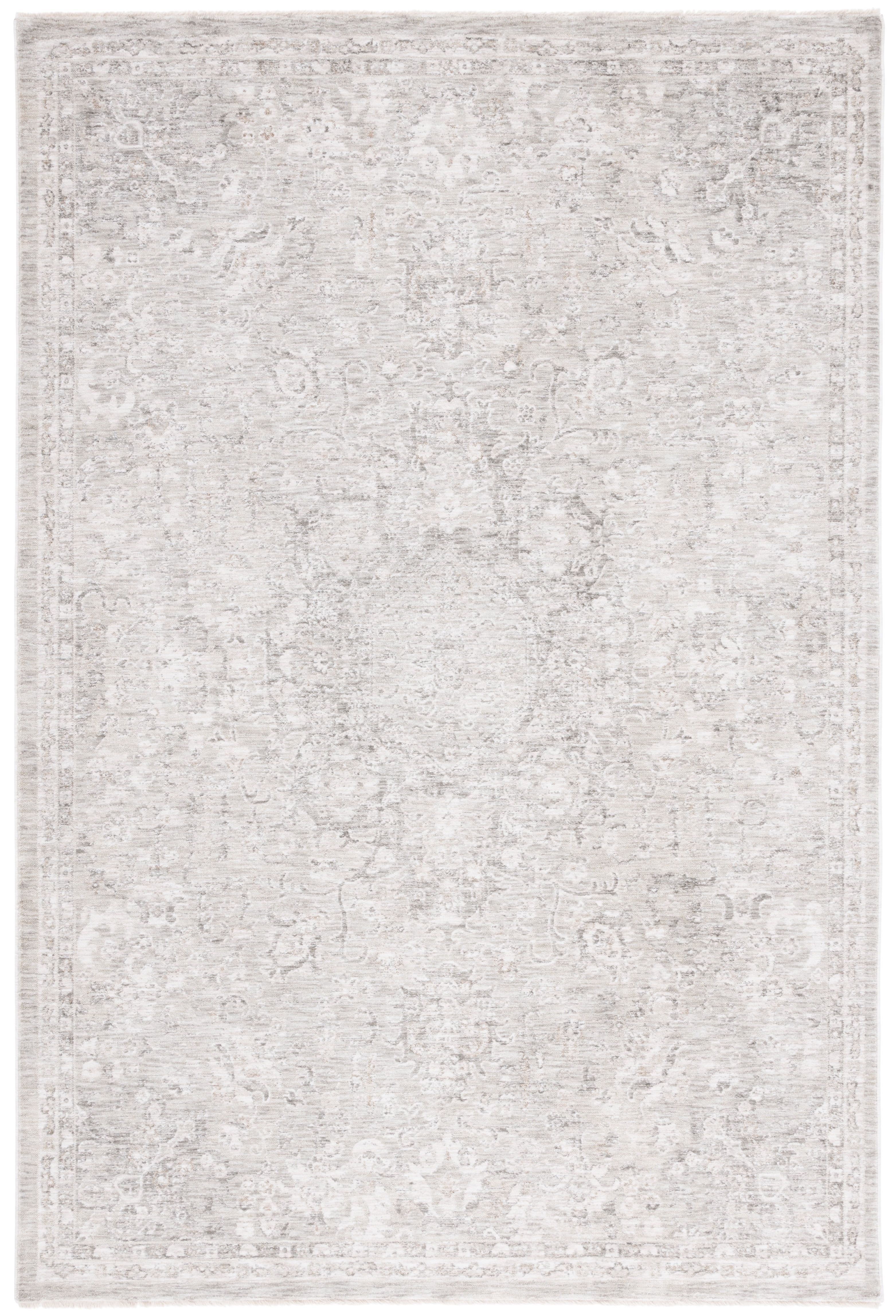 Gray and Beige 4' x 6' Stain-Resistant Synthetic Area Rug