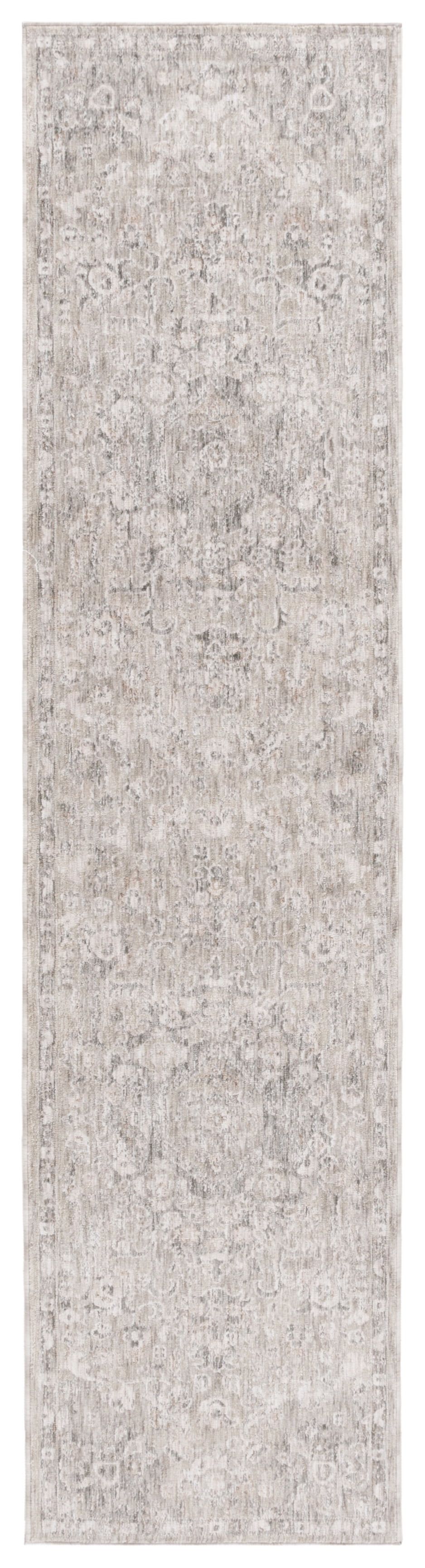 Beige and Dark Gray Synthetic Medallion Runner Rug