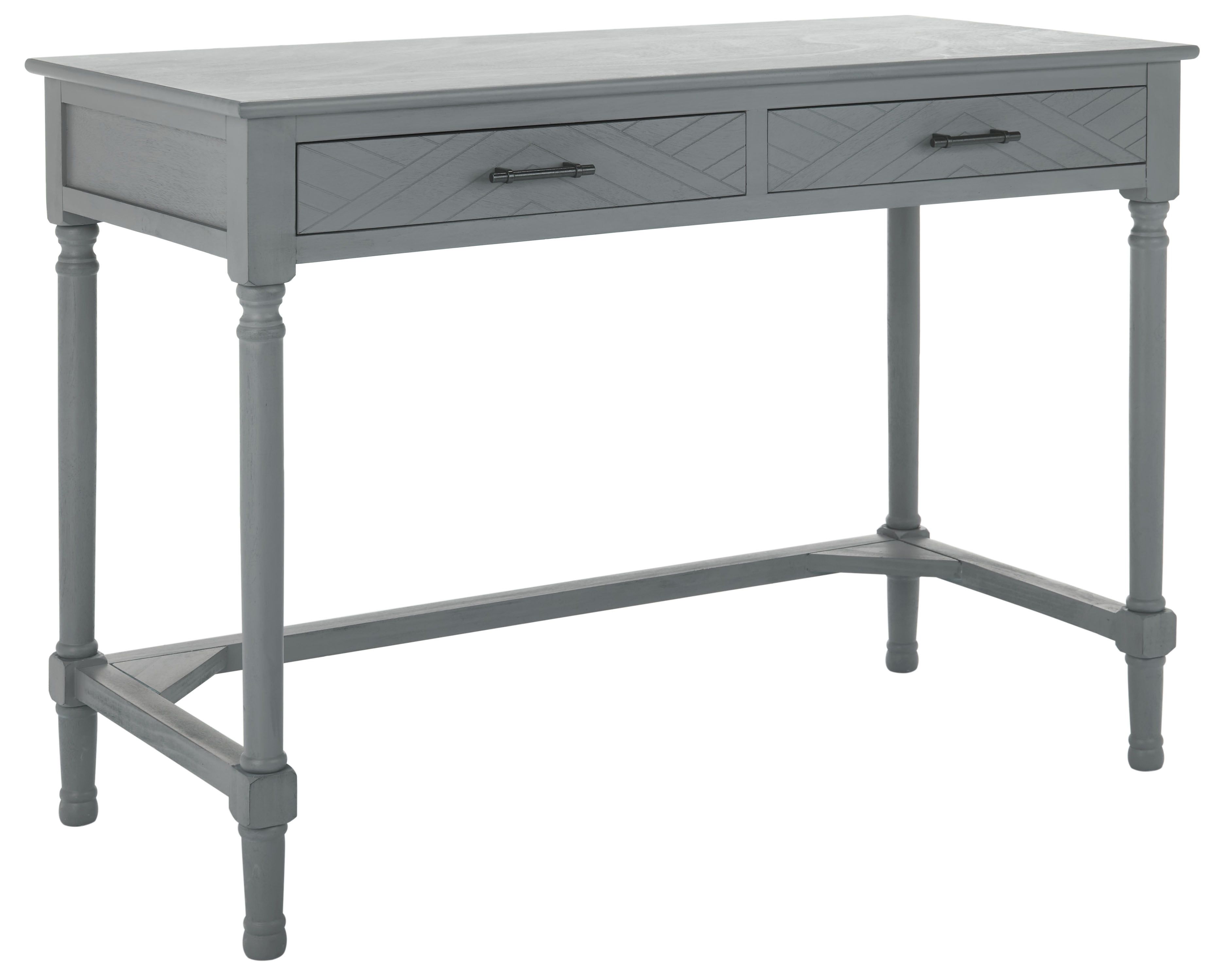 Distressed Grey Wood Writing Desk with Drawers