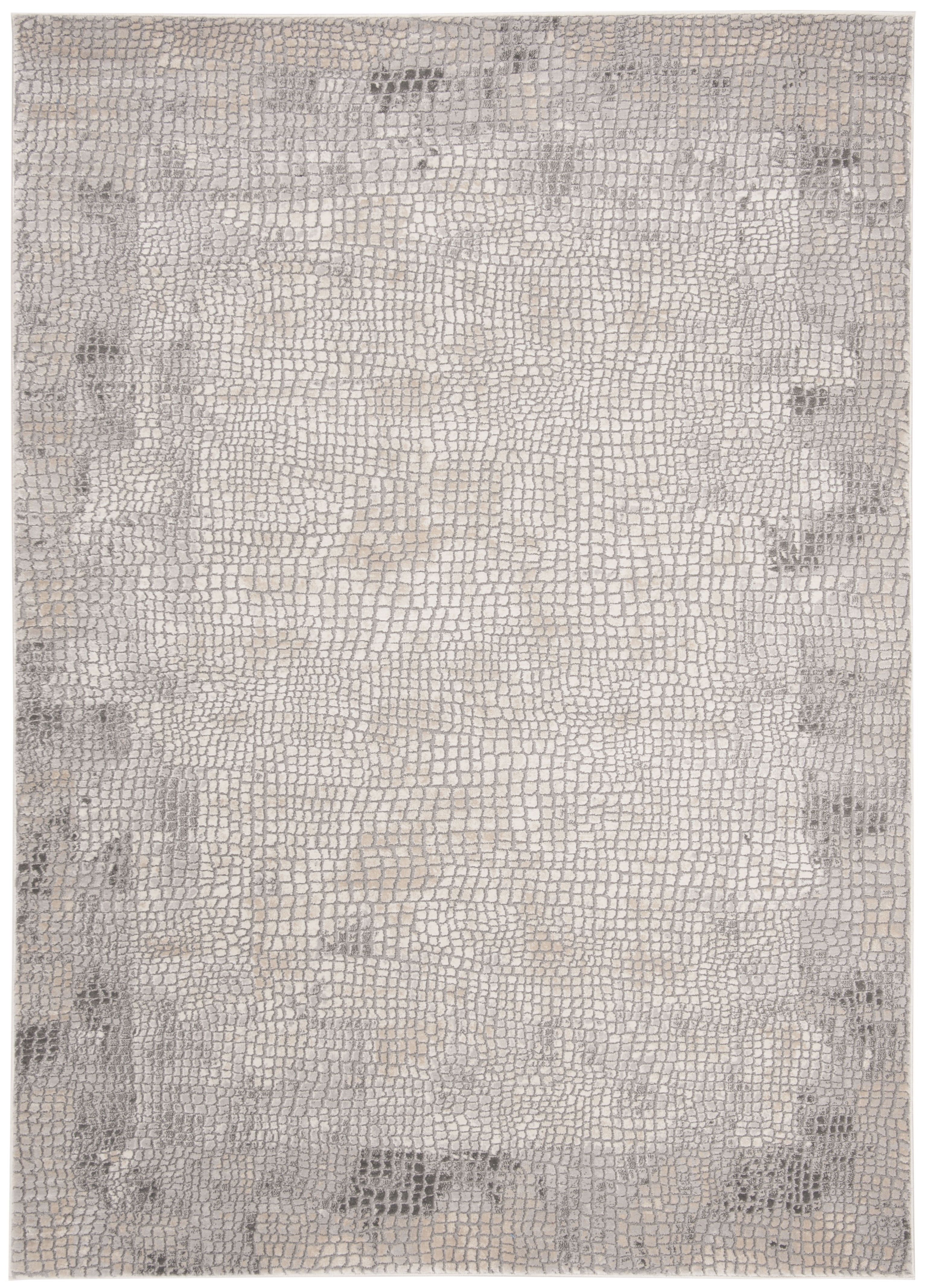 Gray Abstract 9' x 12' Stain-Resistant Synthetic Area Rug