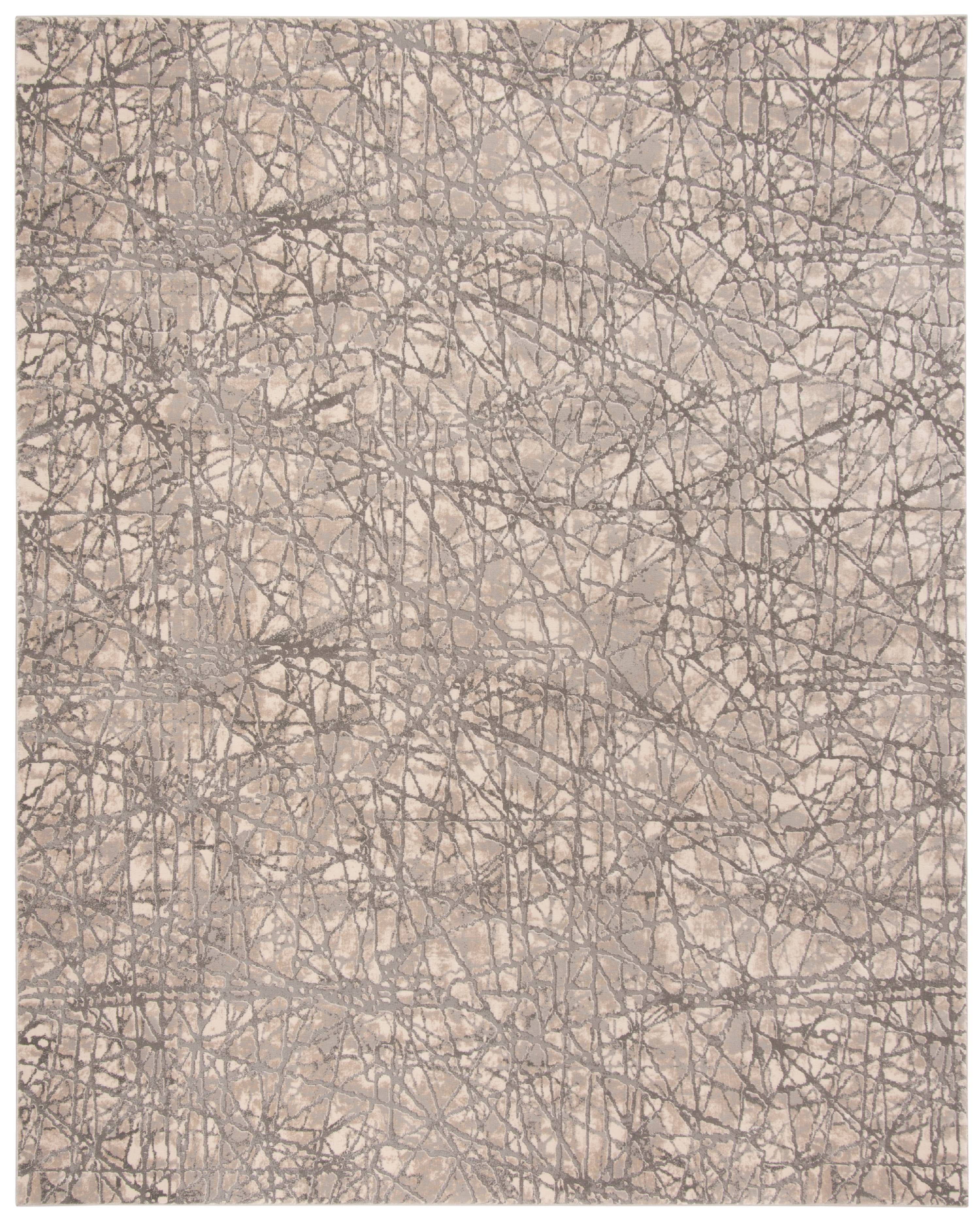 Gray and Beige Abstract 9' x 12' Hand-Knotted Area Rug