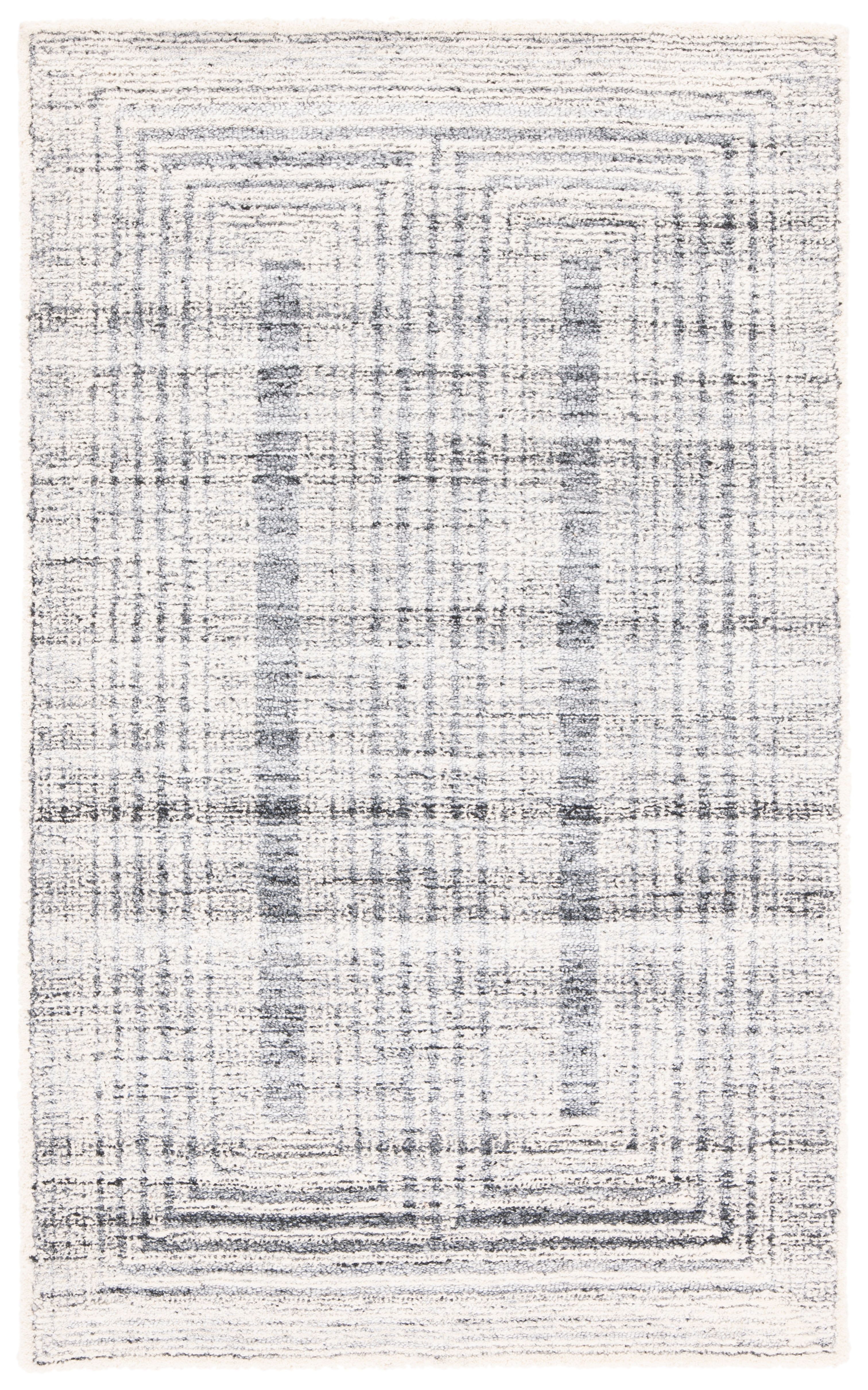 Hand-Tufted Artisan Gray Wool 4' x 6' Rectangular Rug