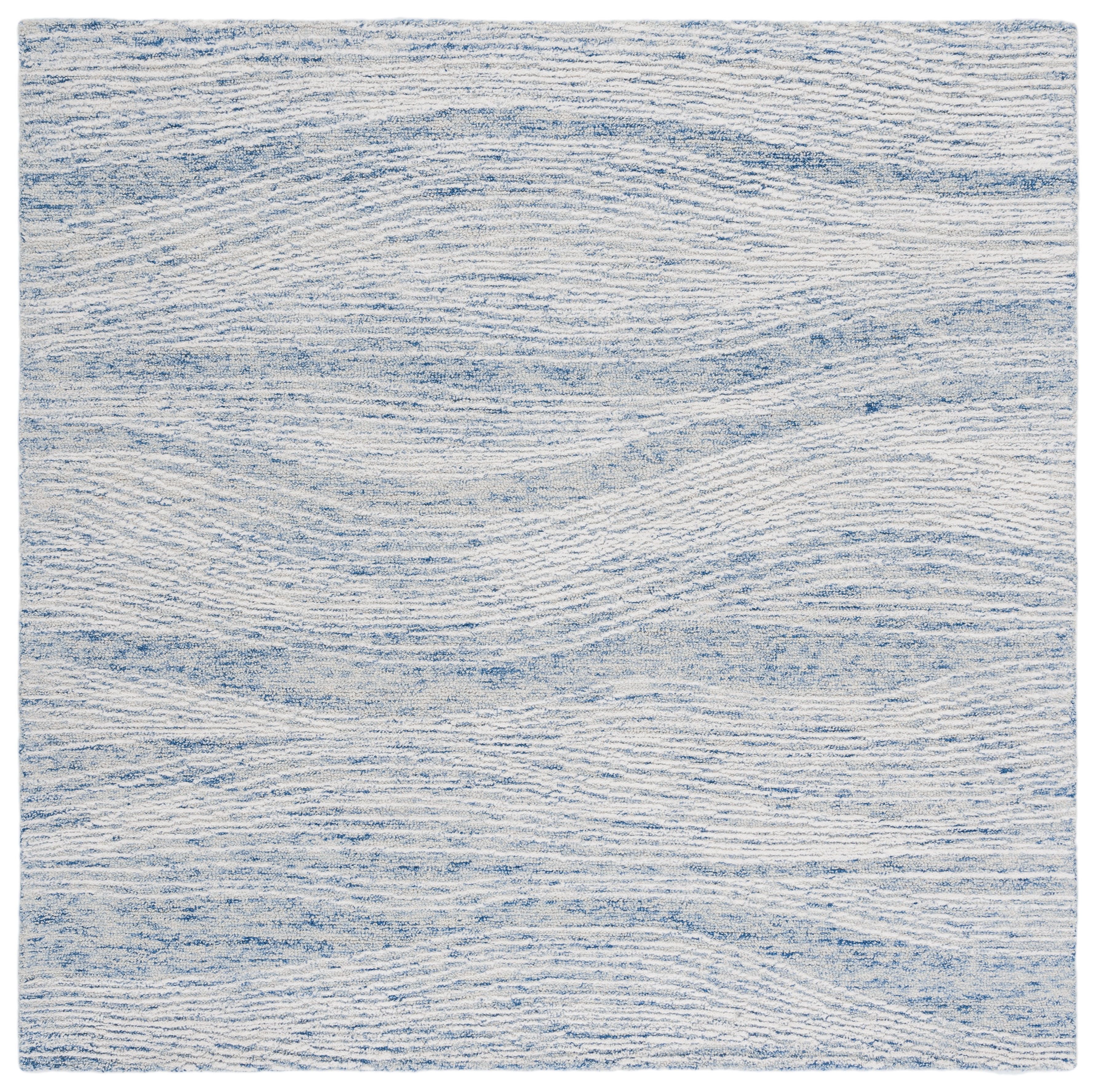 Hand-Tufted Elegance Wool Square Rug in Vivid Blue