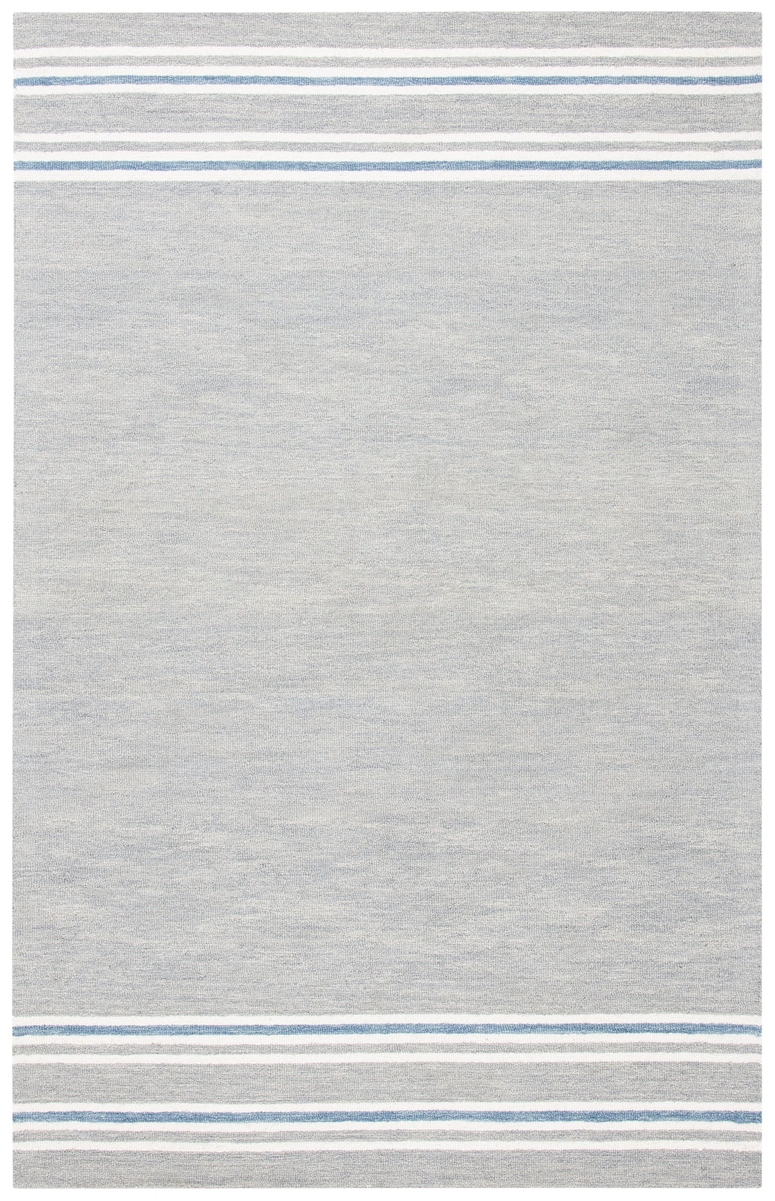 Gray and Blue Hand-Tufted Wool Rectangular Area Rug