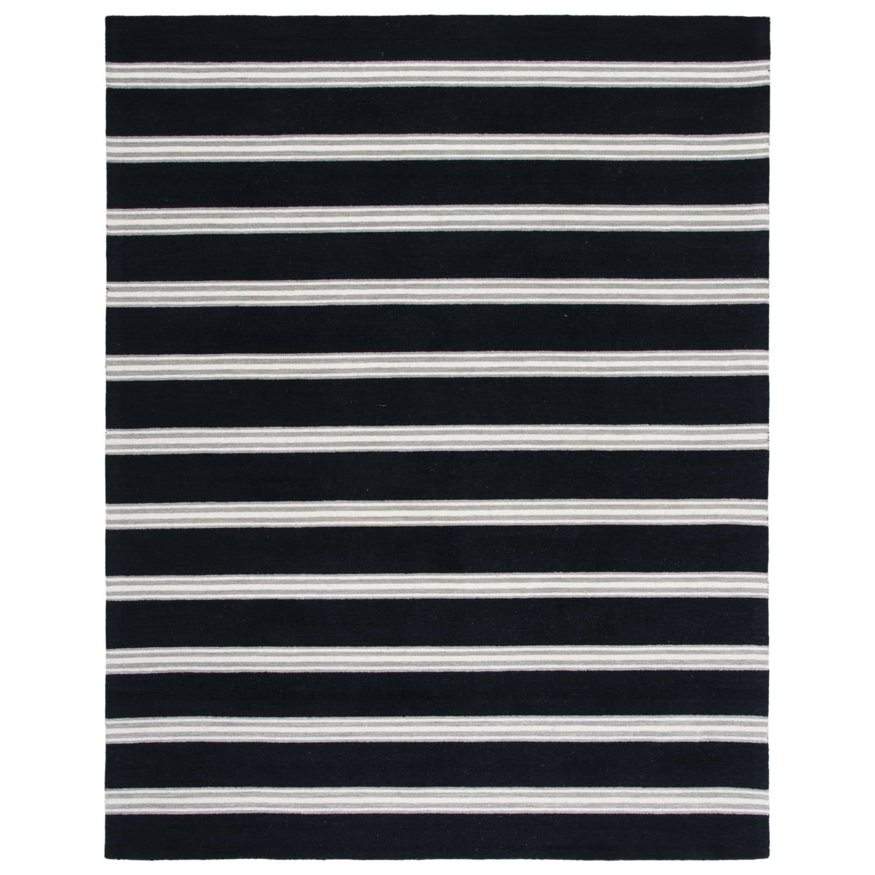 Elegant Metro Black Hand-Tufted Wool Rectangular Rug