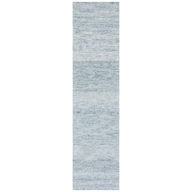 Blue Hand-Tufted Wool Runner Rug, 2'3" x 8'
